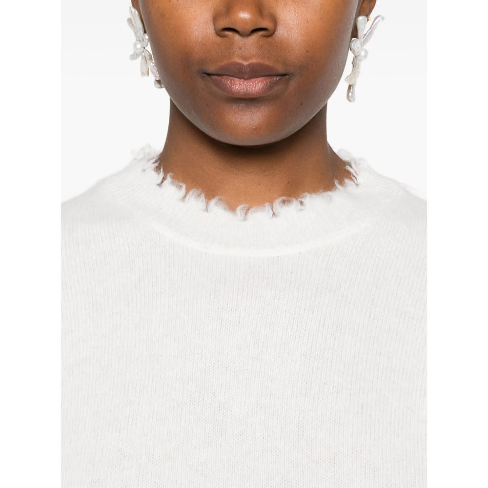 Antonelli Frayed-hem Round-neck Sweater In White