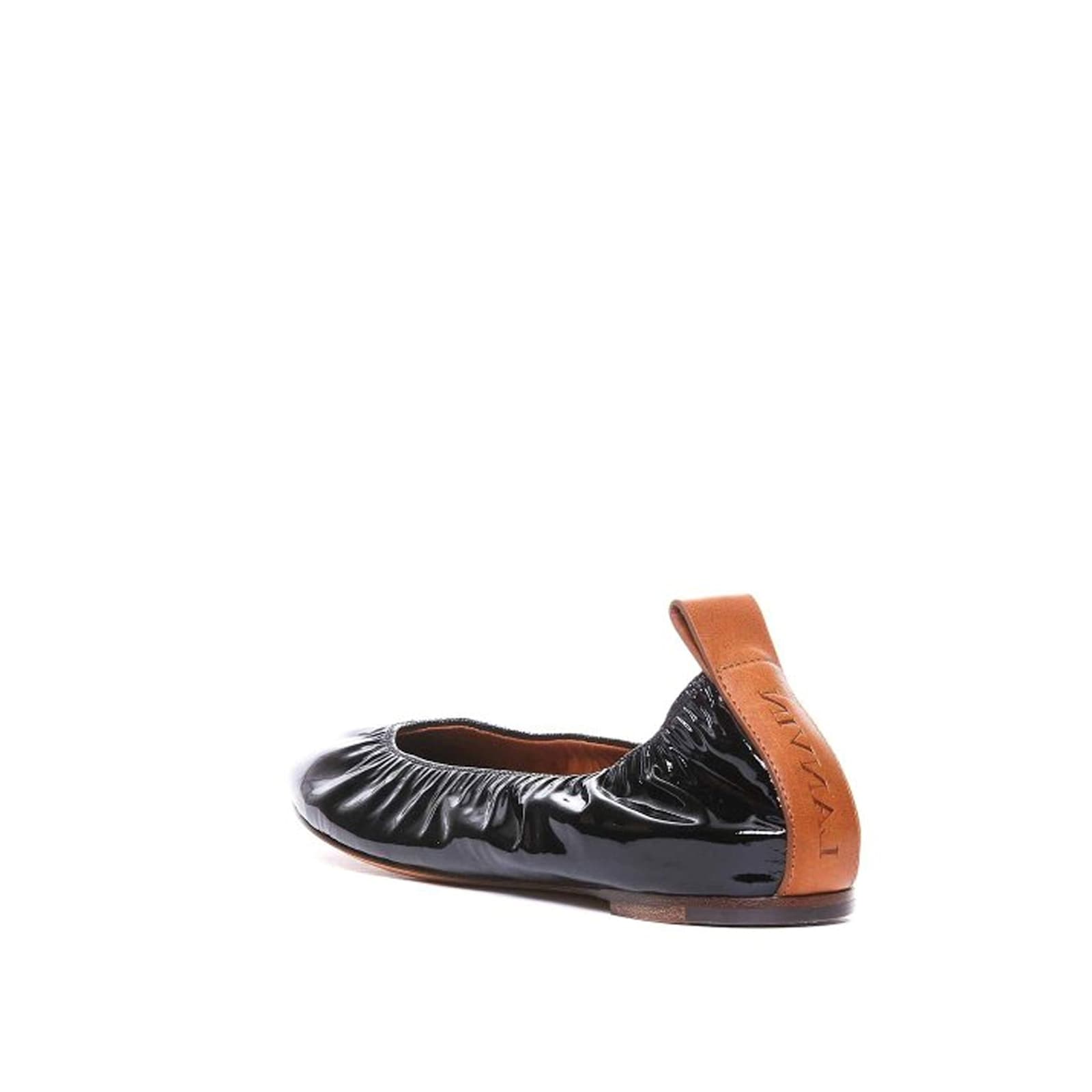 Shop Lanvin Leather Ballerina Flats In Black