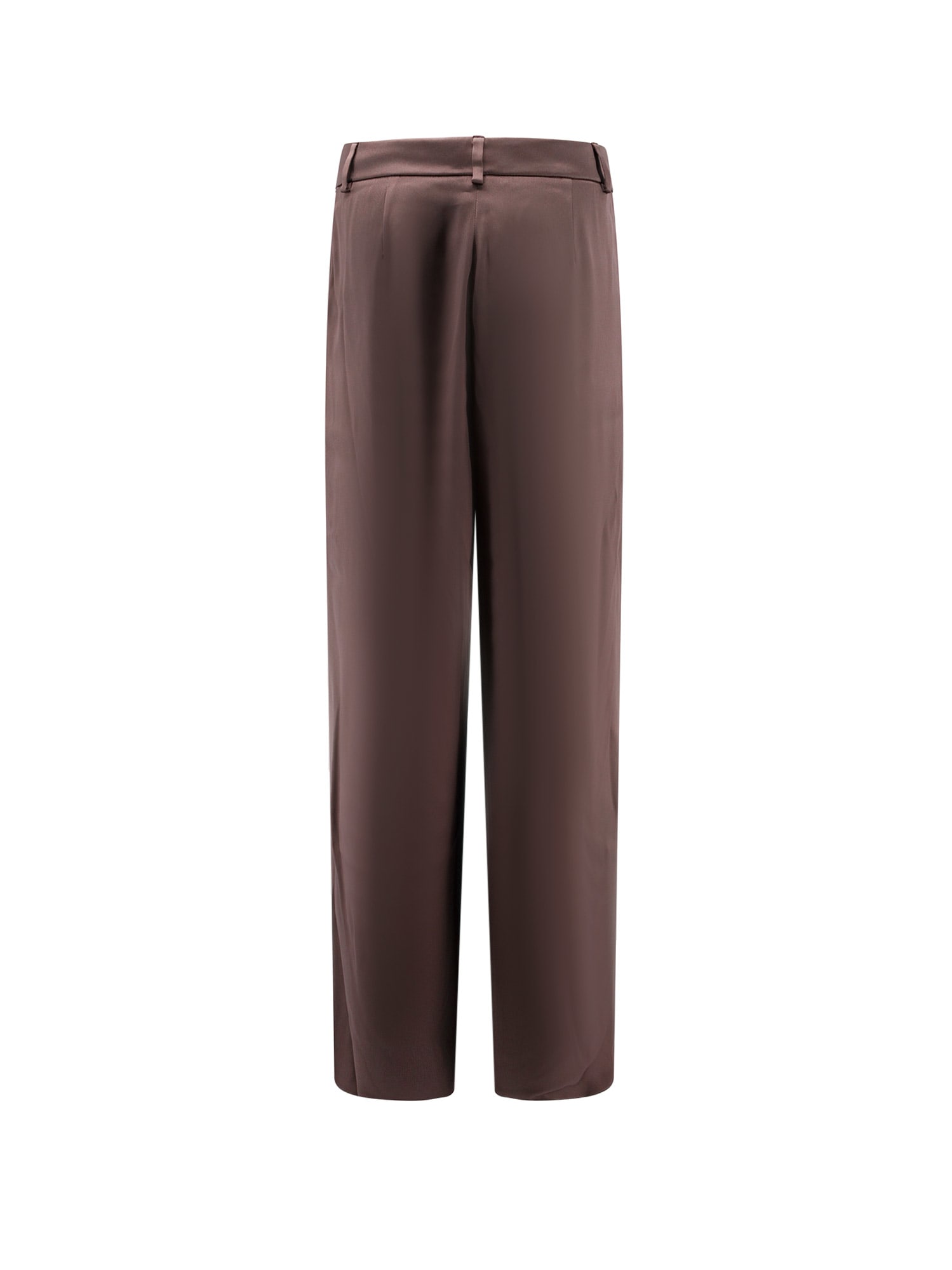 Giorgio Armani Wide-leg High-waisted Silk Trousers In Brown