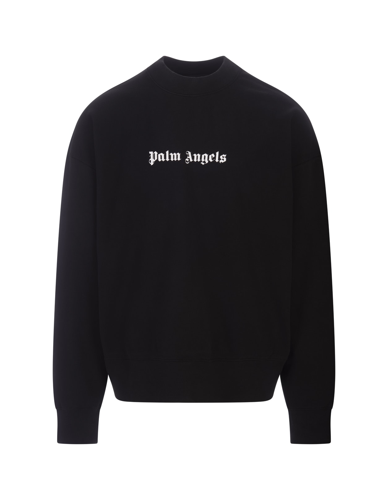 Shop Palm Angels Black Crew Neck Sweatshirt With Contrast Logo