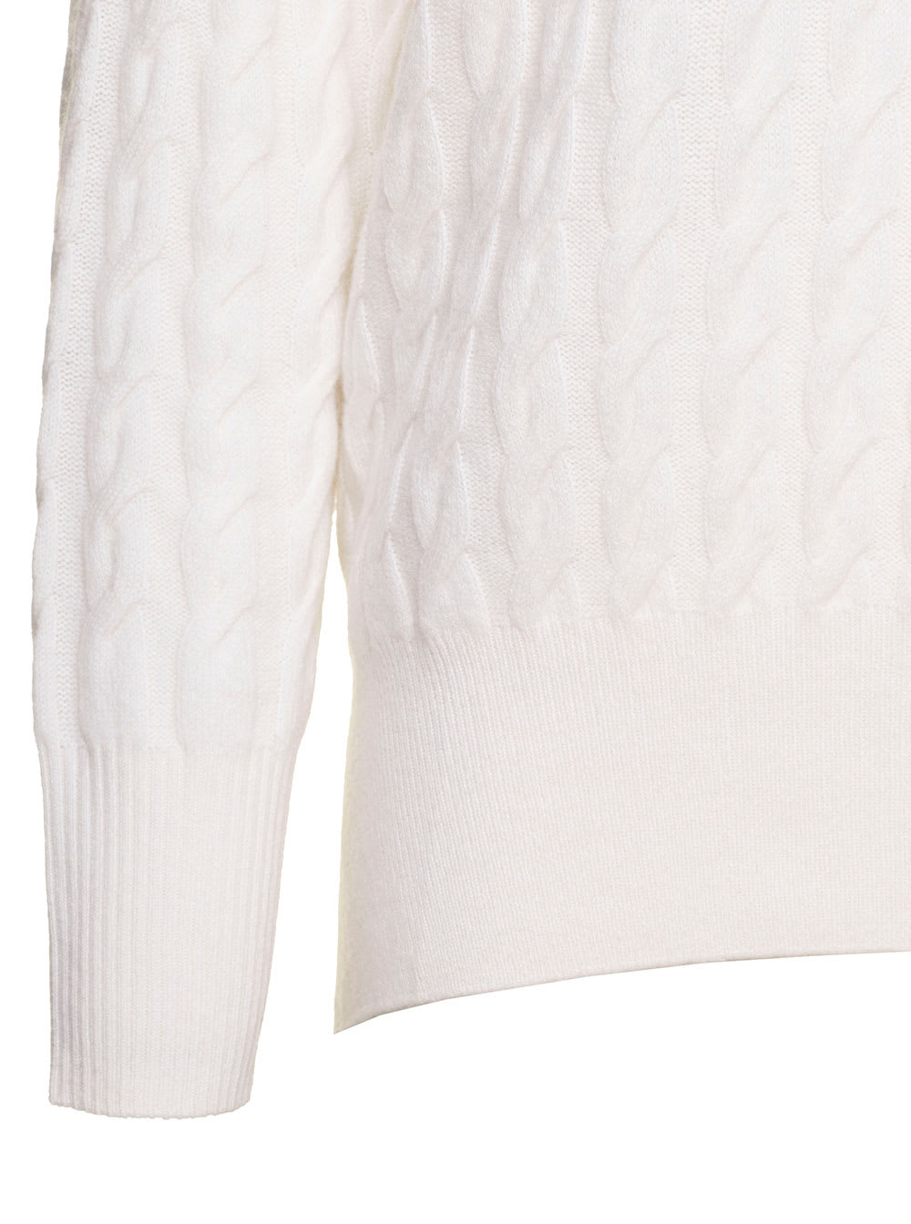 Shop Allude White Cable-knit Sweater In Cashmere Woman