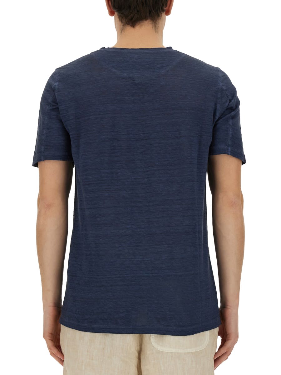 Shop 120% Lino Linen T-shirt In Blue