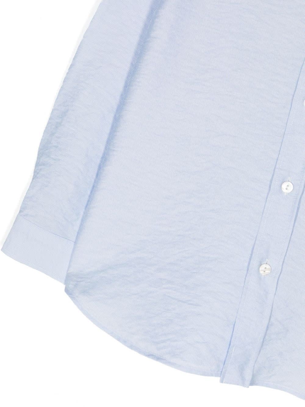 Shop Dondup Shirt With Light Blue Striped Micro Pattern