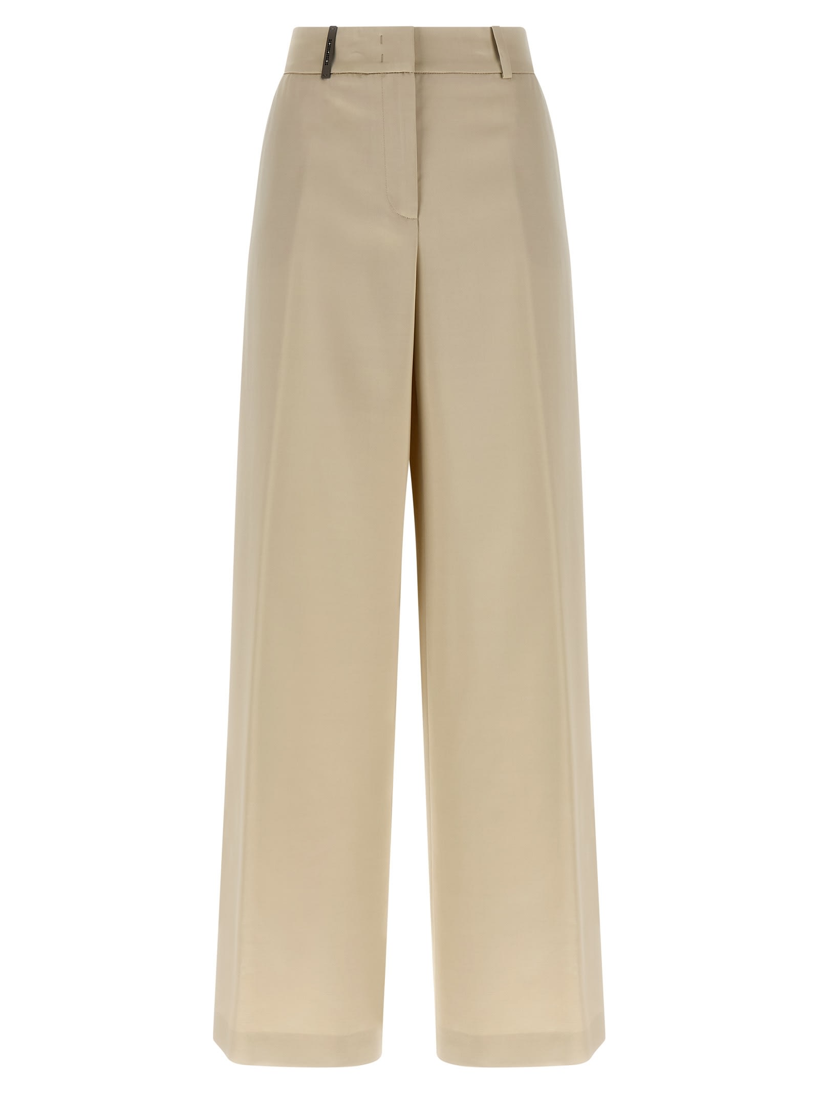 Peserico High Waist Wide Leg Trousers With Pockets In Neutral
