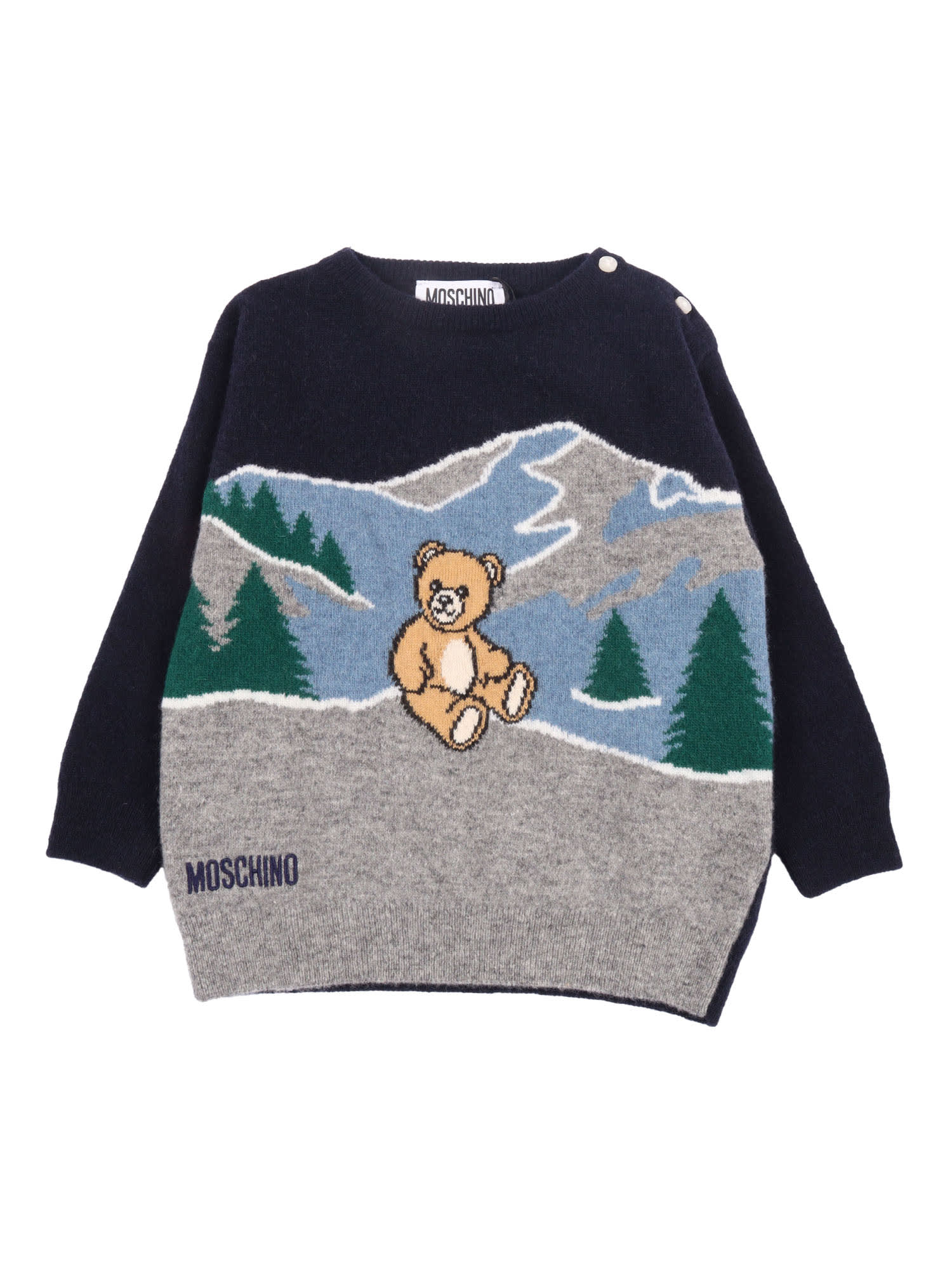 Moschino Crewneck Sweater In Blue