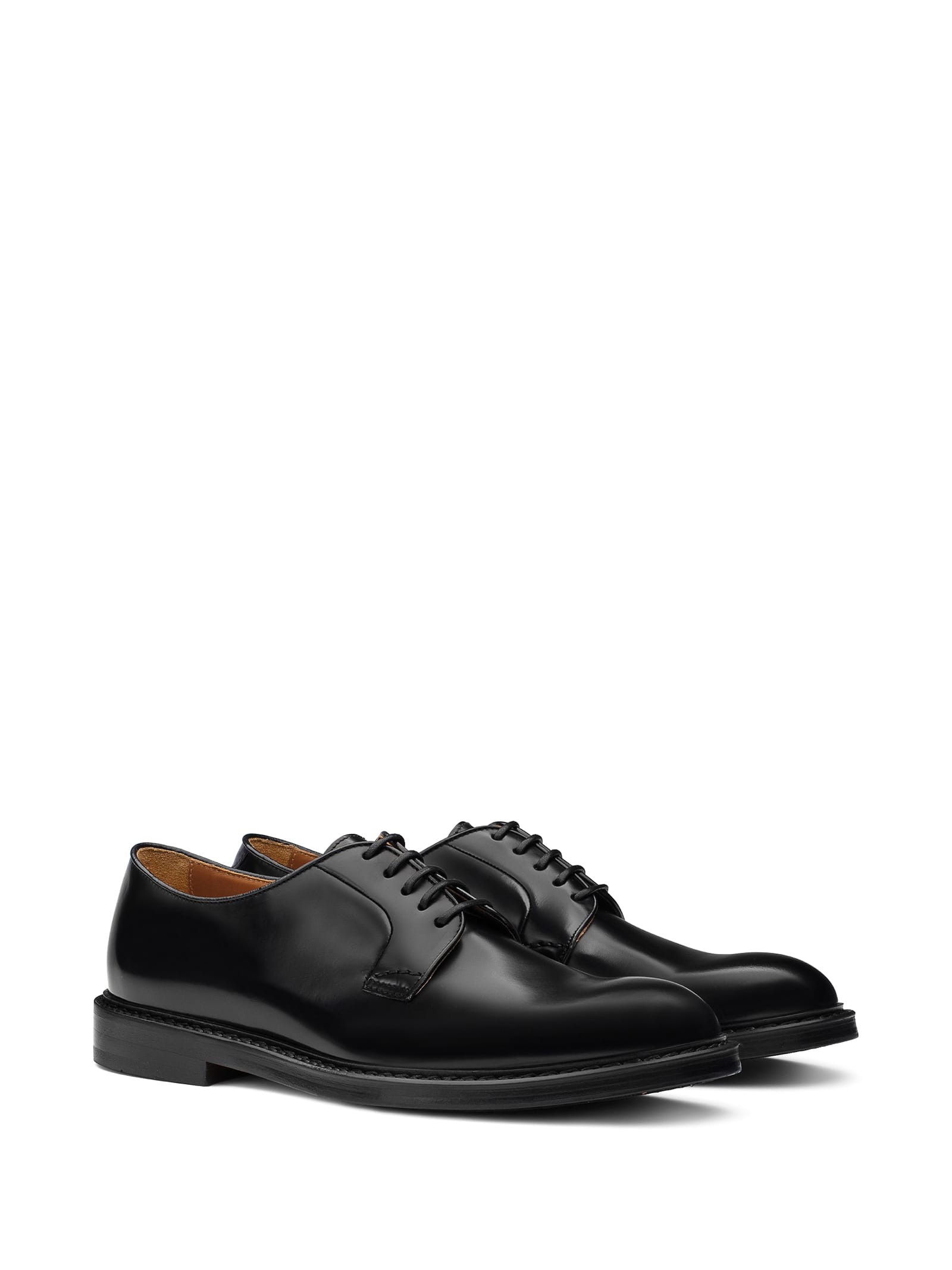 Shop Doucal's Derby Black In Brushed Leather In Nero