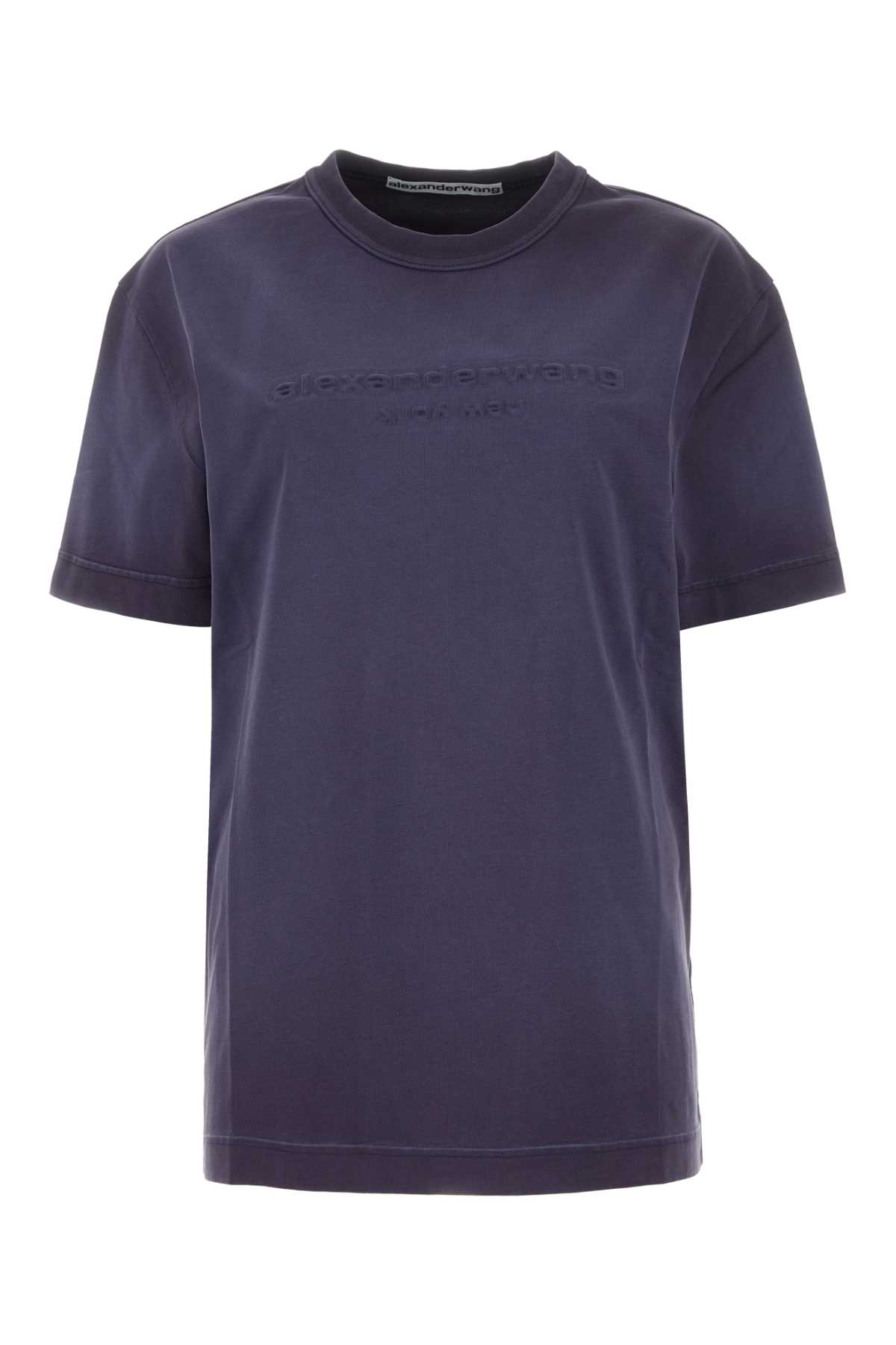 Shop Alexander Wang Navy Blue Oversize Cotton T-shirt In Grapenavy