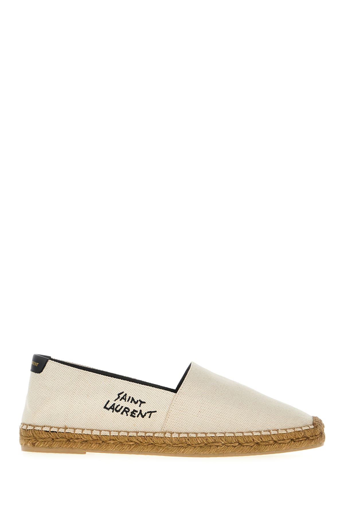 Shop Saint Laurent Sand Canvas Espadrilles In Ecru Nero