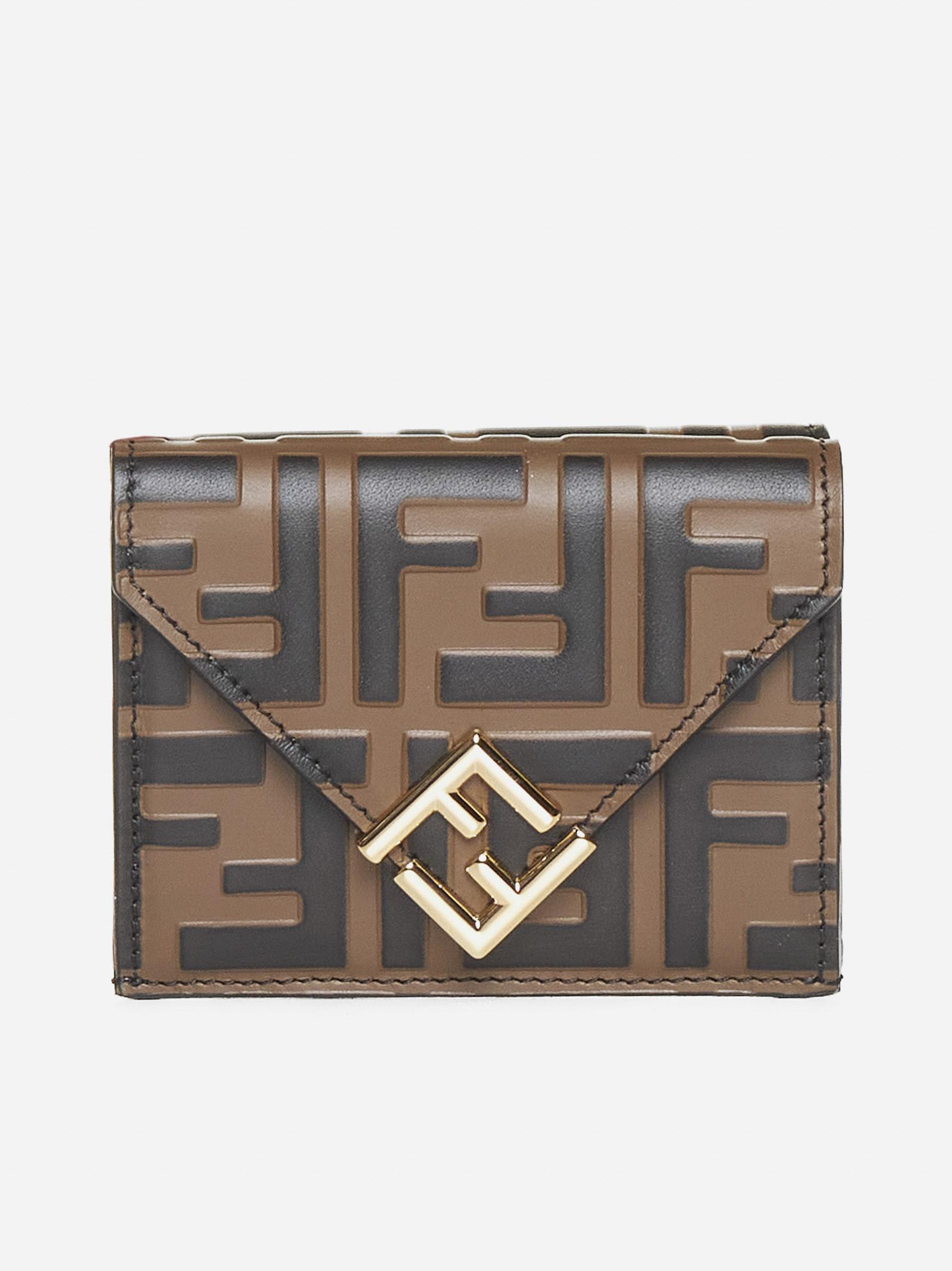 FENDI FF LEATHER MINI TRIFOLD WALLET