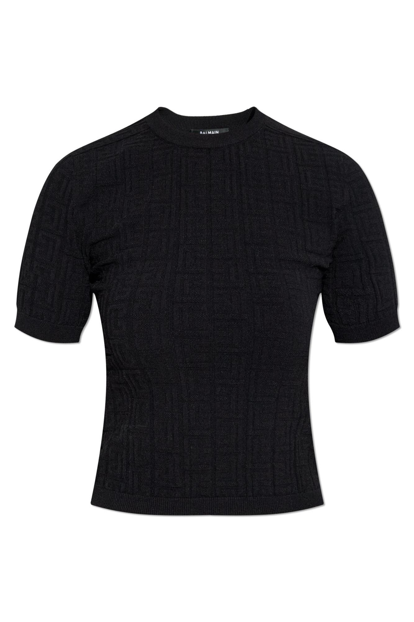 Balmain Top With A Round Neckline In Black