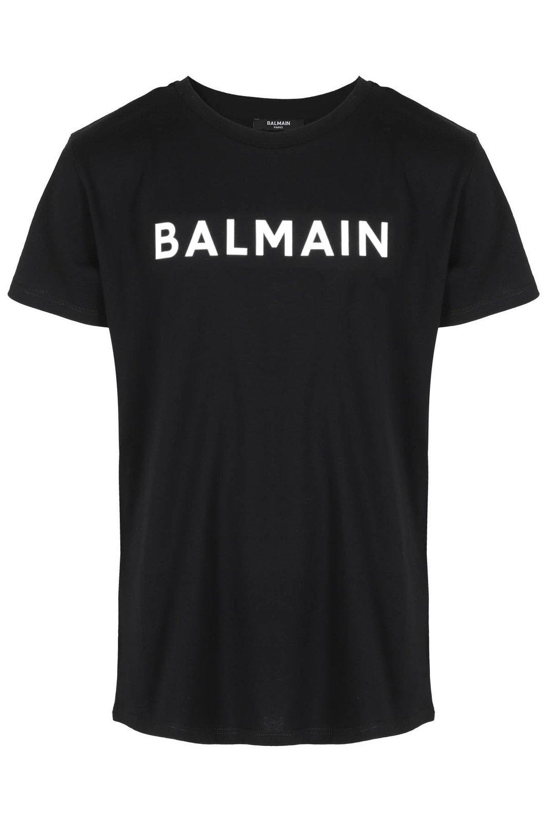 Balmain Kids' Logo-printed Crewneck T-shirt In Nero
