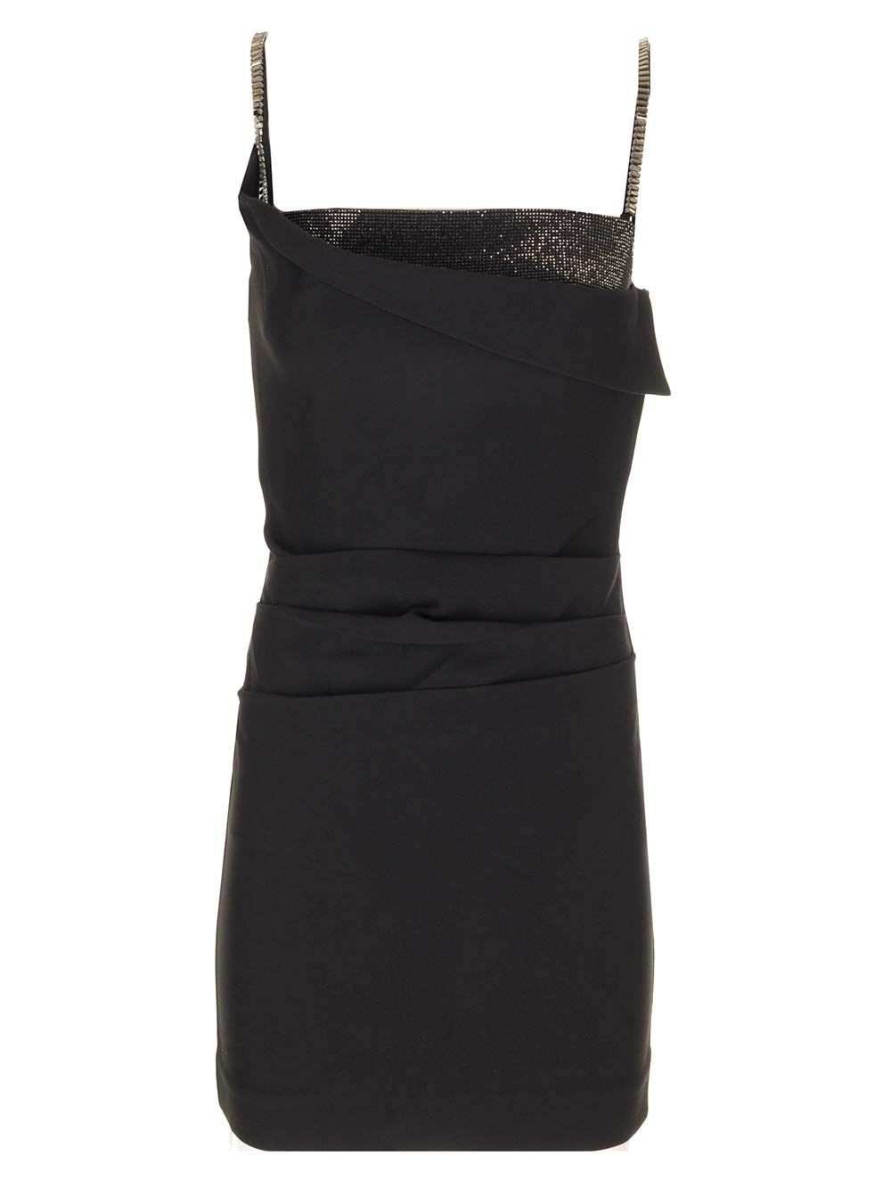 Black Stretch Crepe Mini Dress