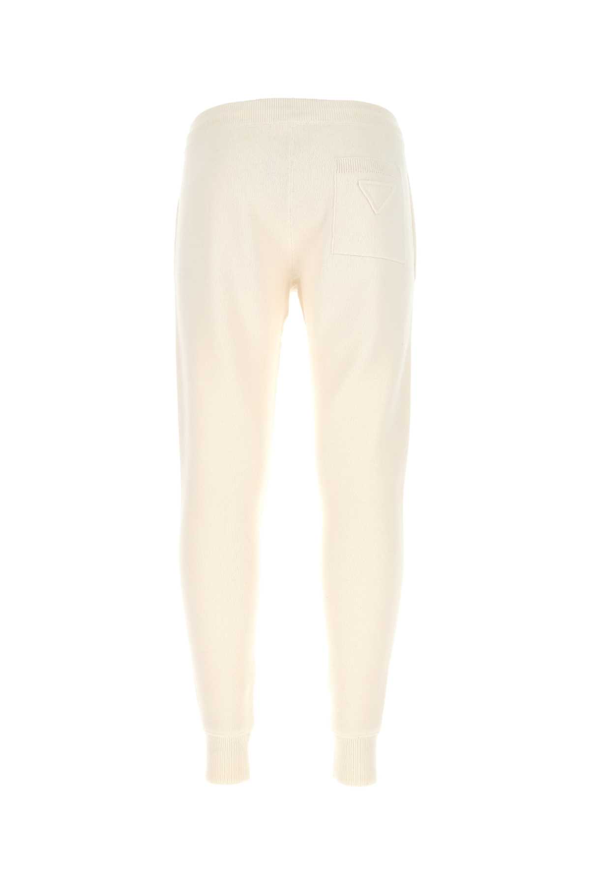 Prada Ivory Stretch Cashmere Blend Joggers In Bianco