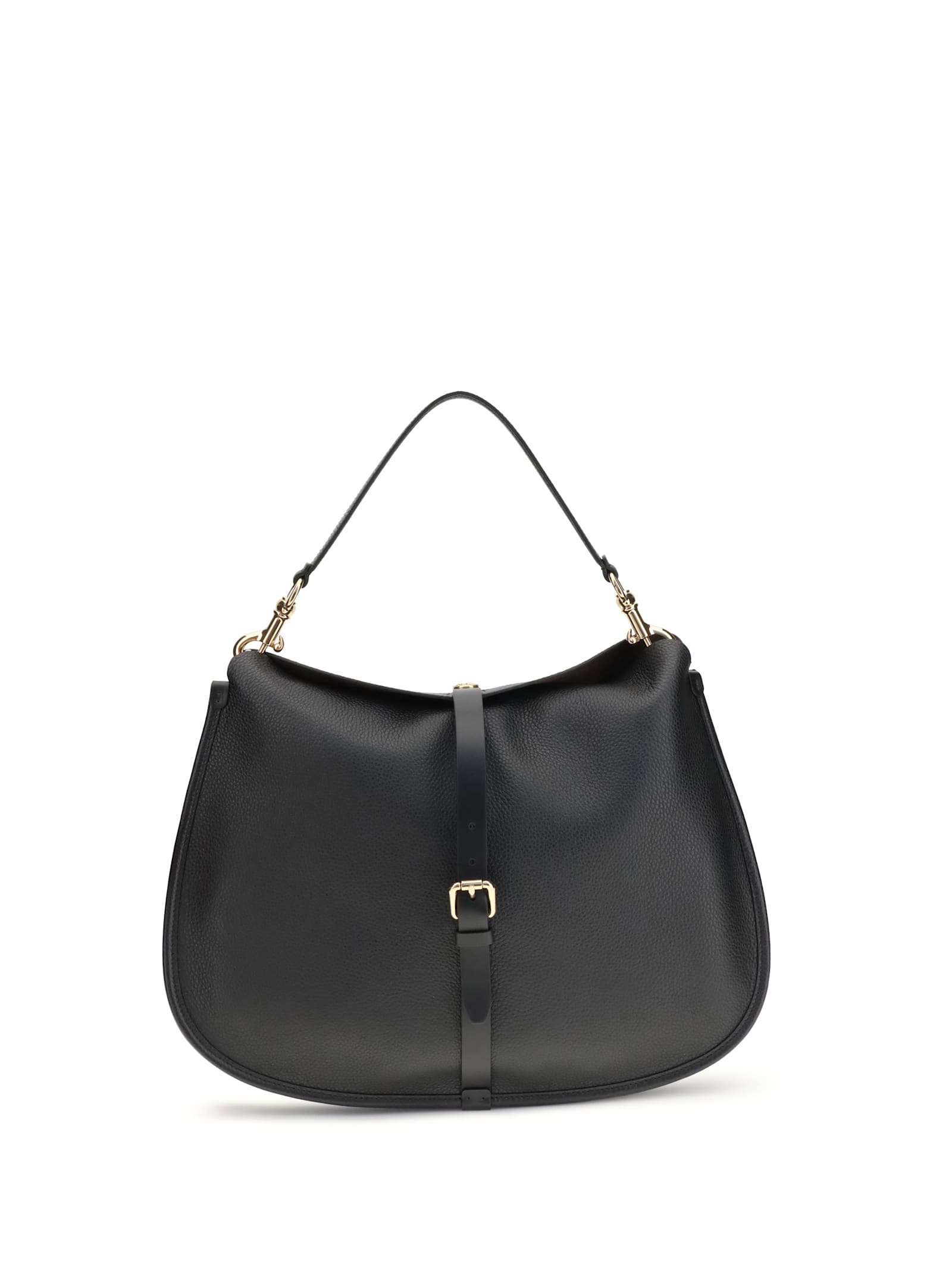 Etro Buckle-fastening Extra-large Leather Shoulder Bag In Black