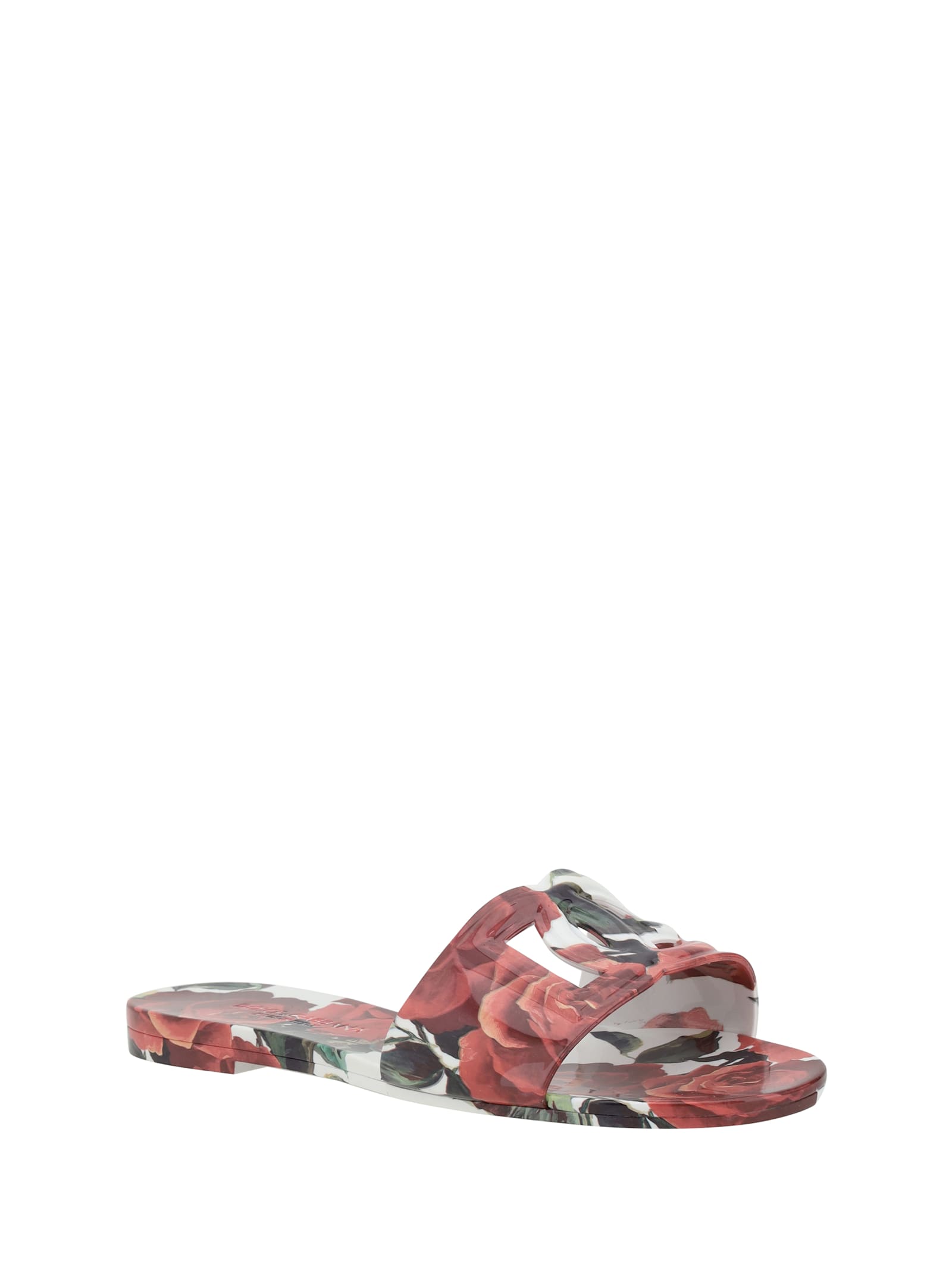 Dolce & Gabbana Women Sandals With Flowers In Rosa Rossa F.bco