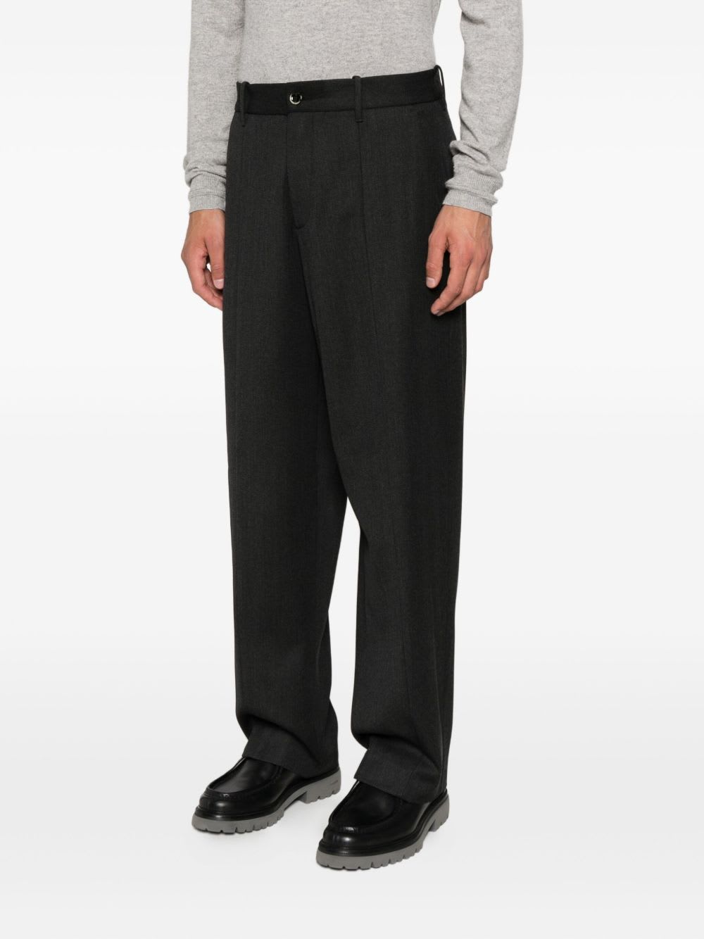 Nine In The Morning Relaxed-fit Black Trousers With Pleated Front Design In Black