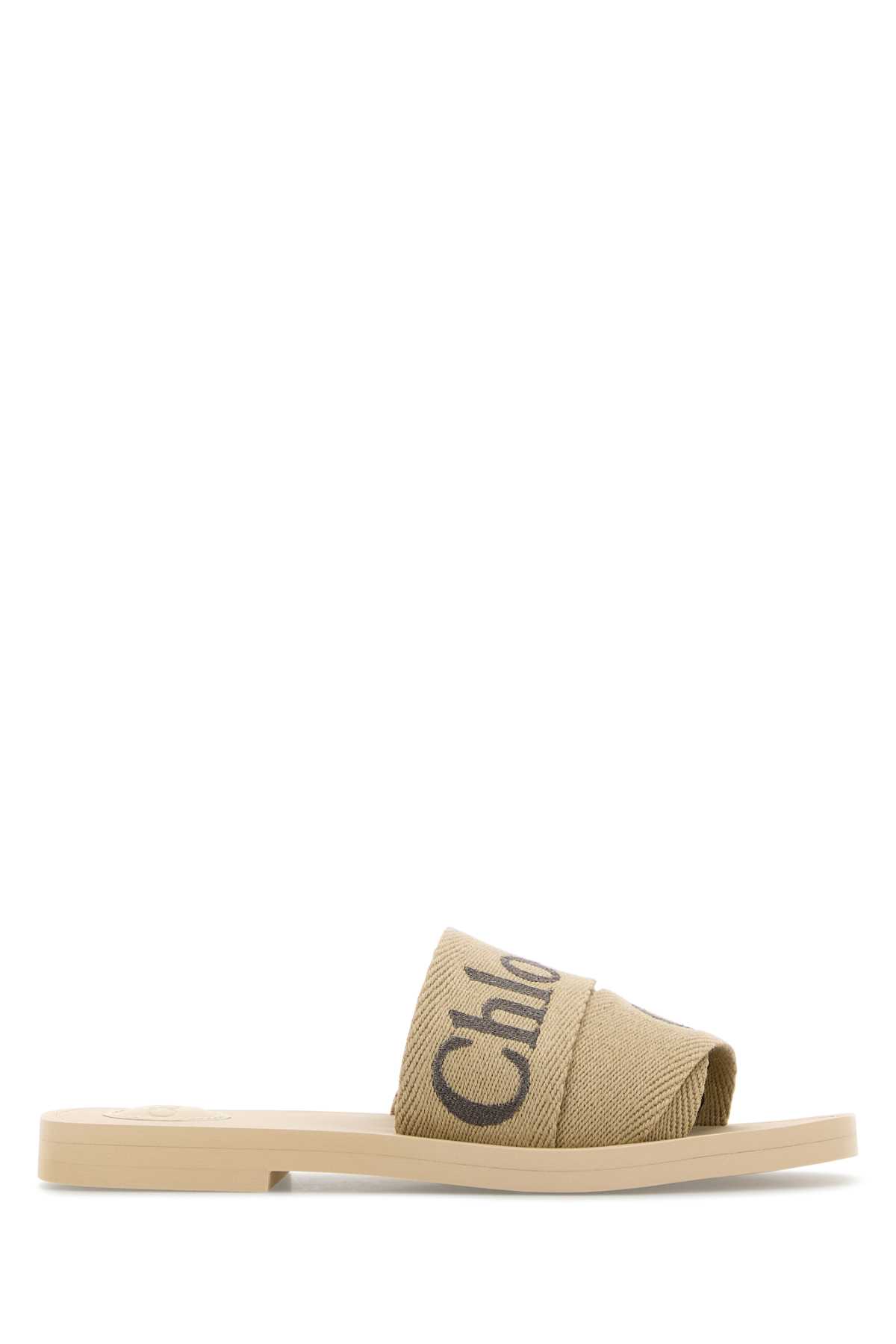 Chloé Cappuccino Canvas Woody Slippers