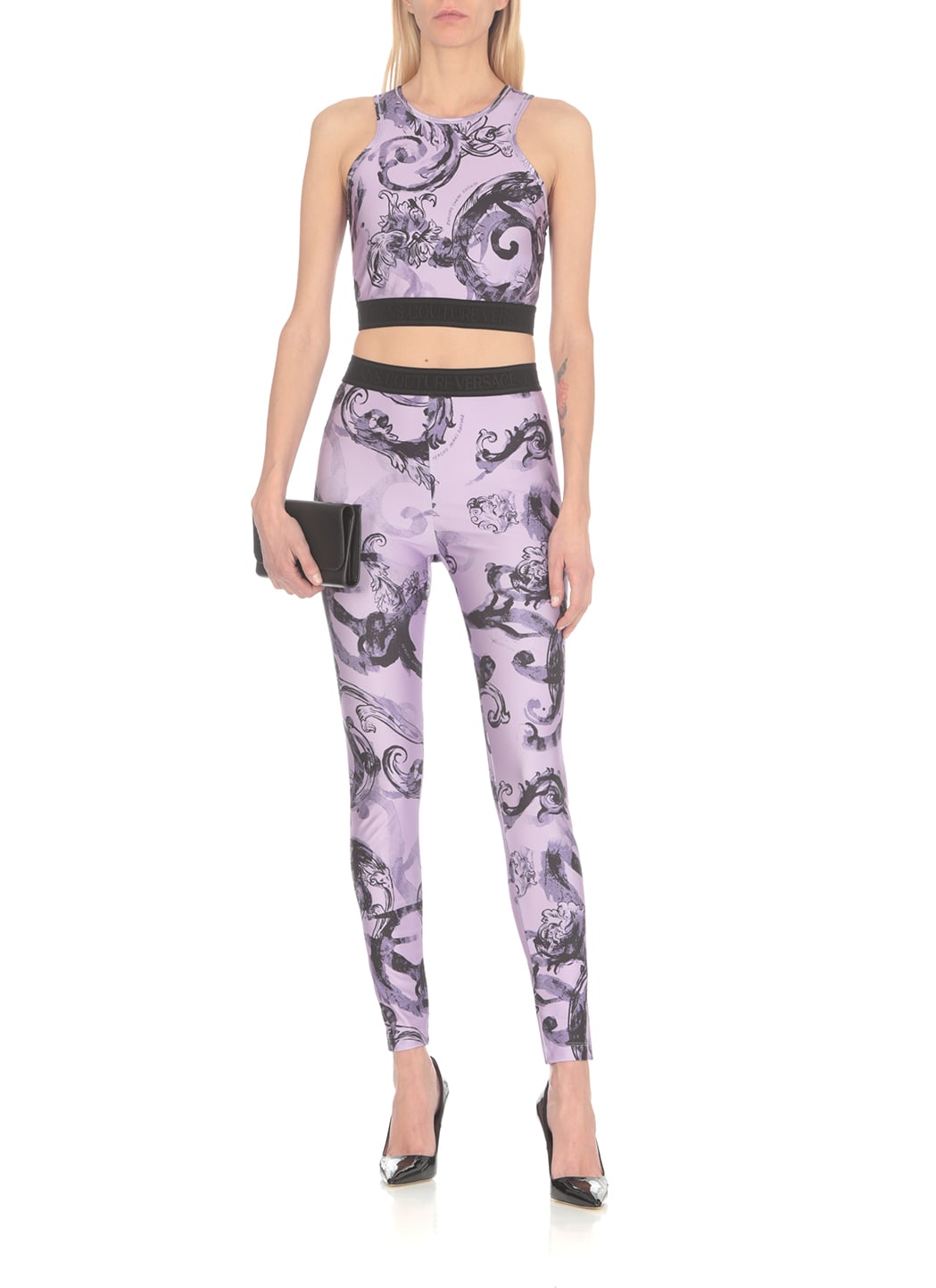 VERSACE JEANS COUTURE WATERCOLOR BAROQUE LEGGINGS