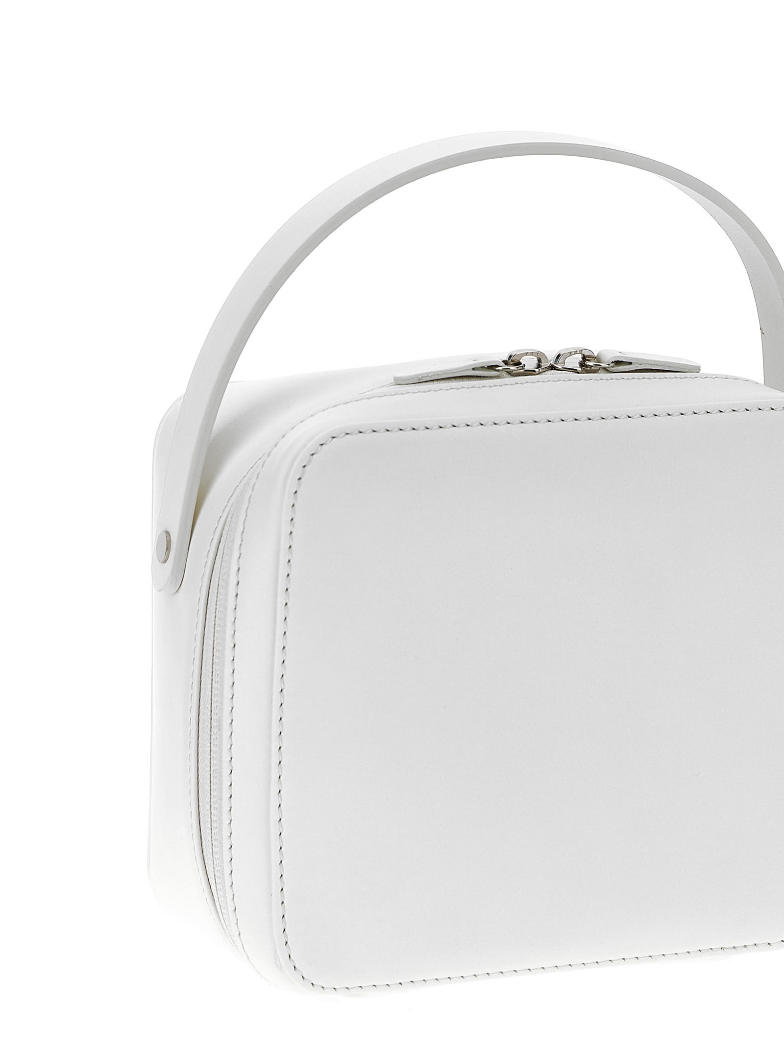 Auralee Small Rectangular Leather Travel Handbag In White