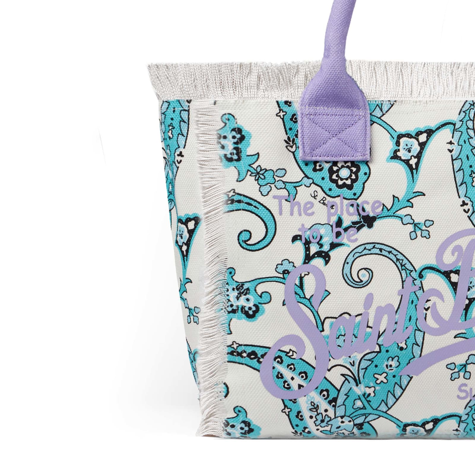 Mc2 Saint Barth Vanity Canvas Shoulder Bag With Paisley Print In White