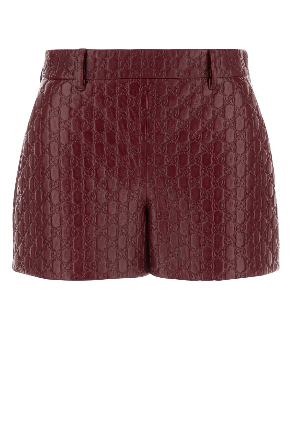 Gucci Tiziano Red Leather Shorts In Rossoancora