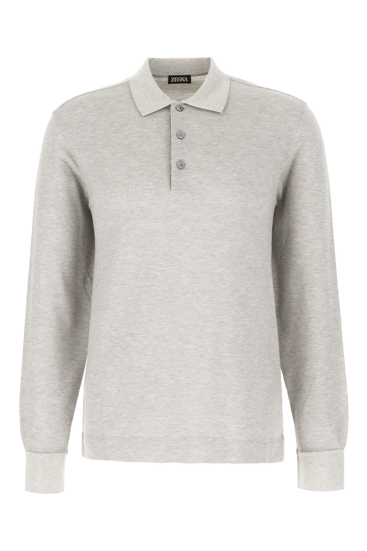 Shop Zegna Grey Cotton And Silk Polo Shirt In Grey Melange