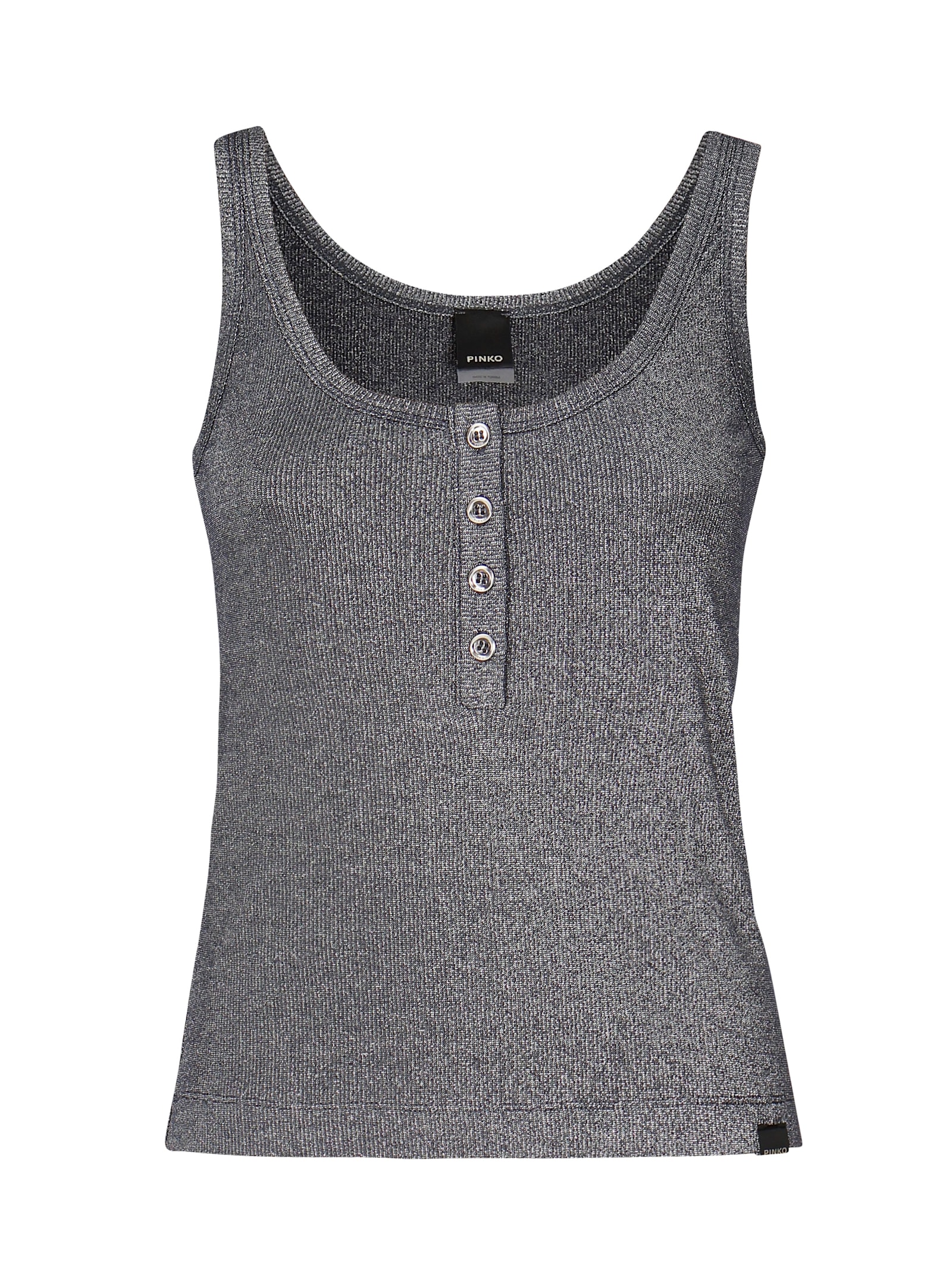 Metallic Knit Camisole Top With Buttons