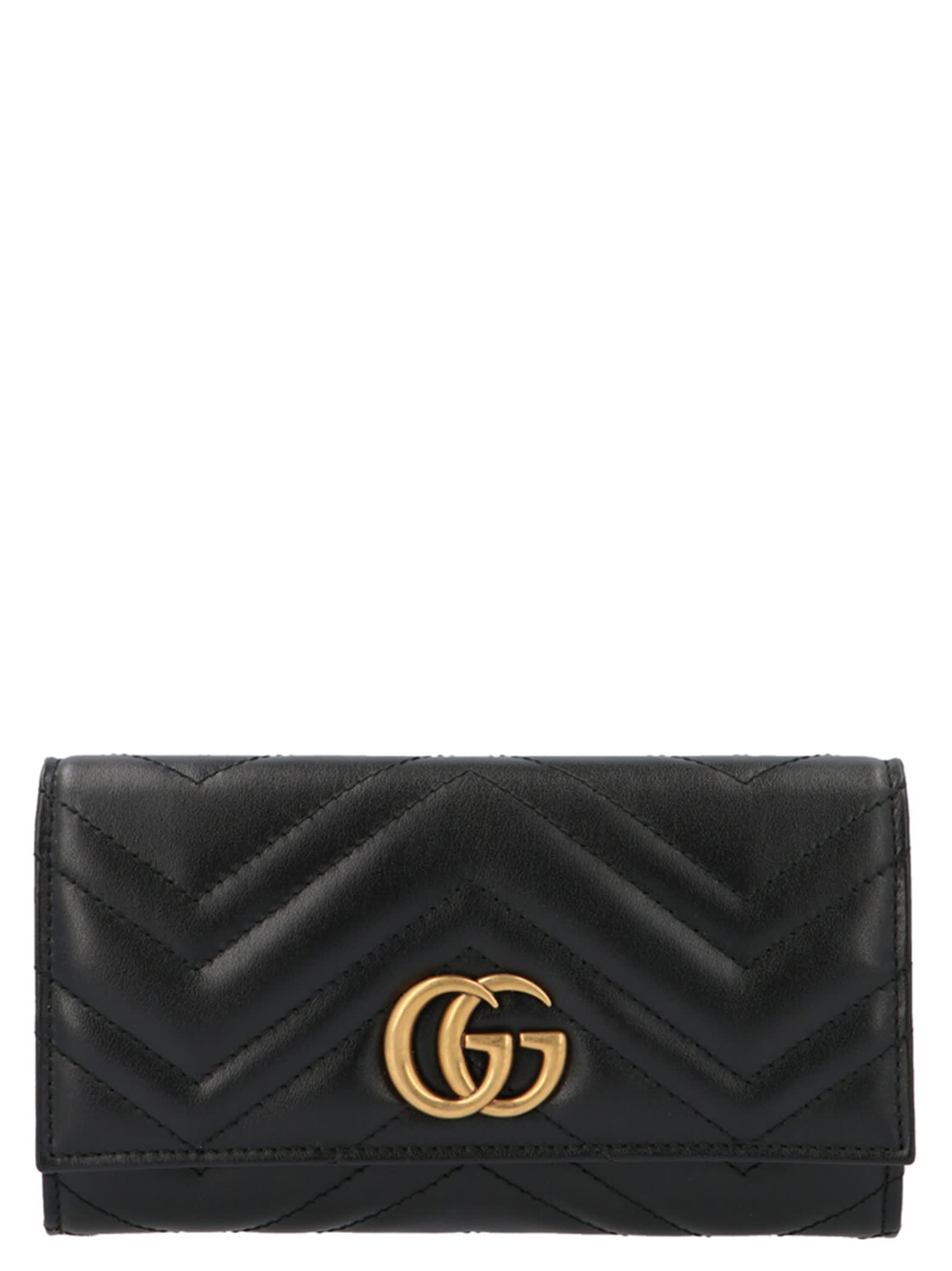 Shop Gucci Continental Gg Marmont Wallet In Black