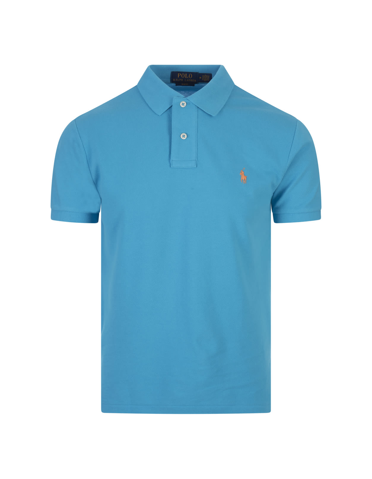 Grotto Blue And Orange Slim-fit Piquet Polo Shirt