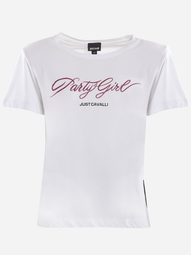 Just Cavalli Cotton T-shirt With Contrasting Print