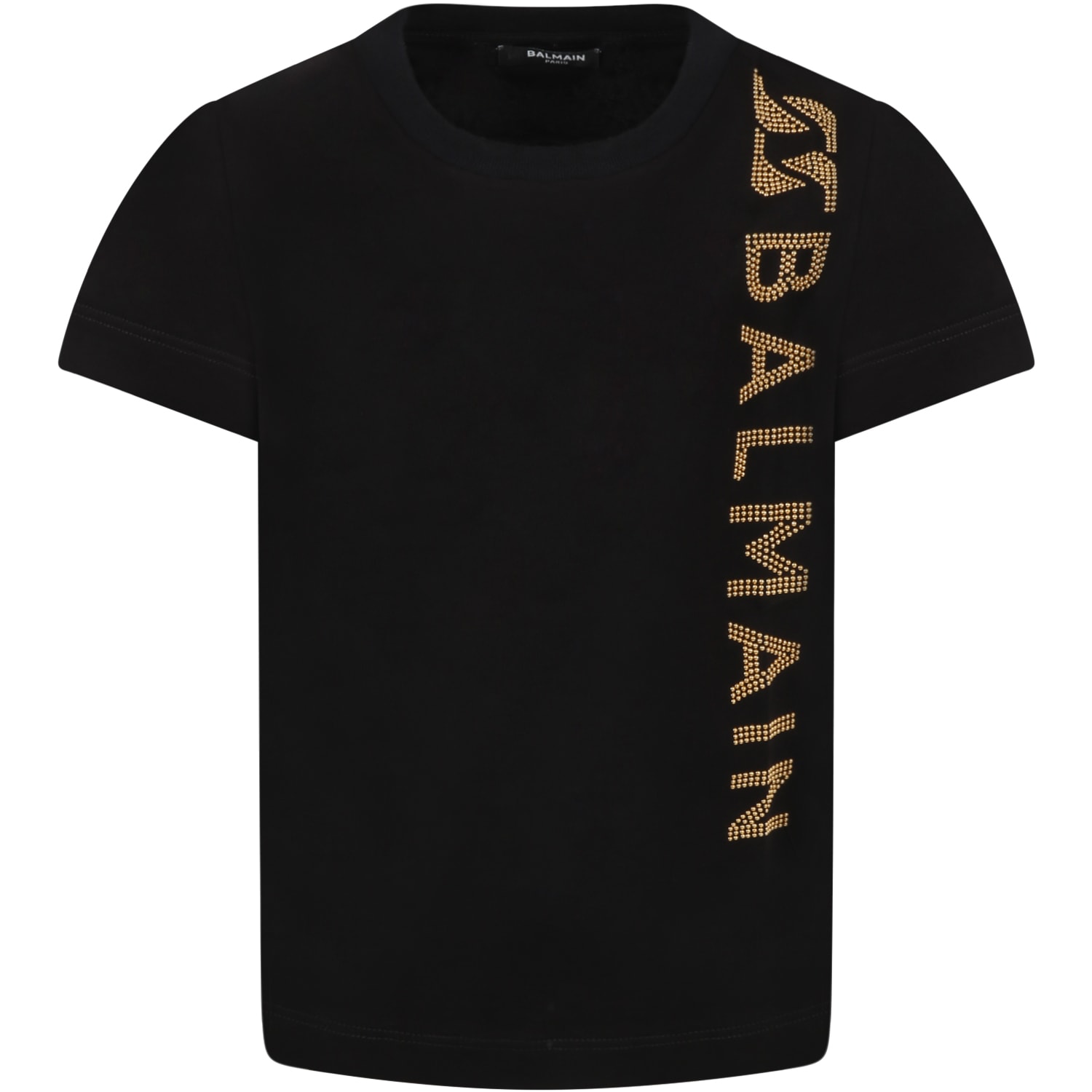 Balmain Black T-shirt Forr Kids With Studded Logo