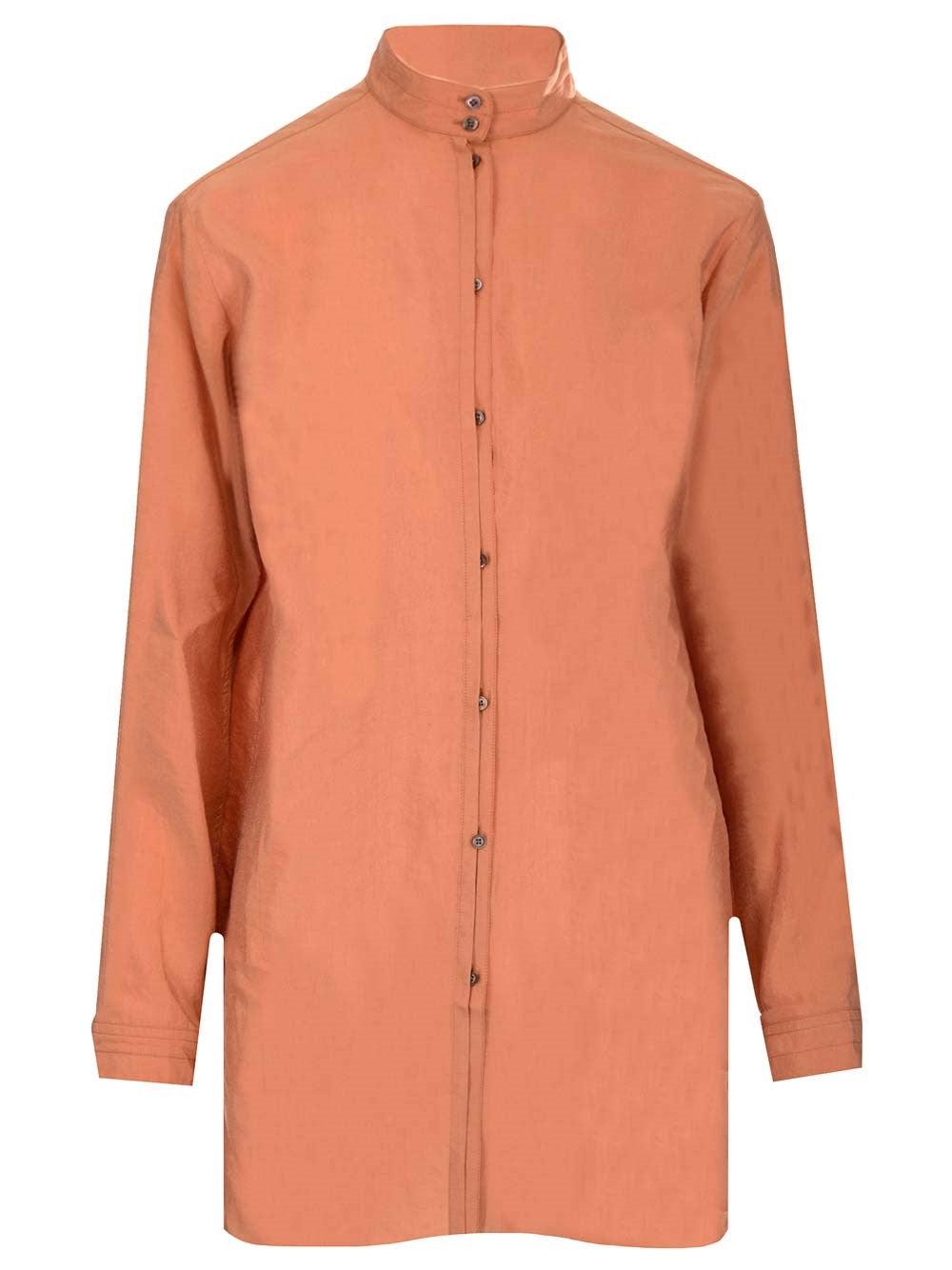 Lemaire Mandarin Collar Satin Shirt