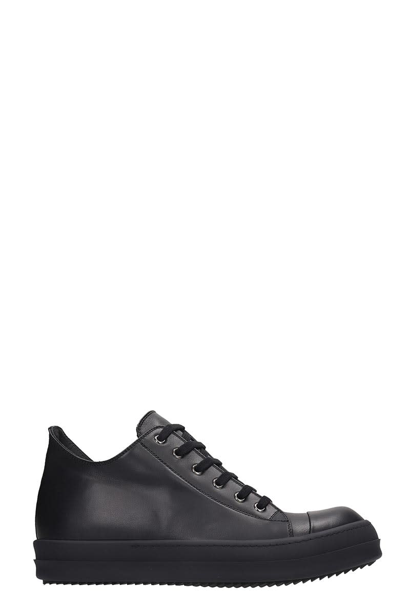 RICK OWENS SNEAKER LOW trainers IN BLACK LEATHER,11244678