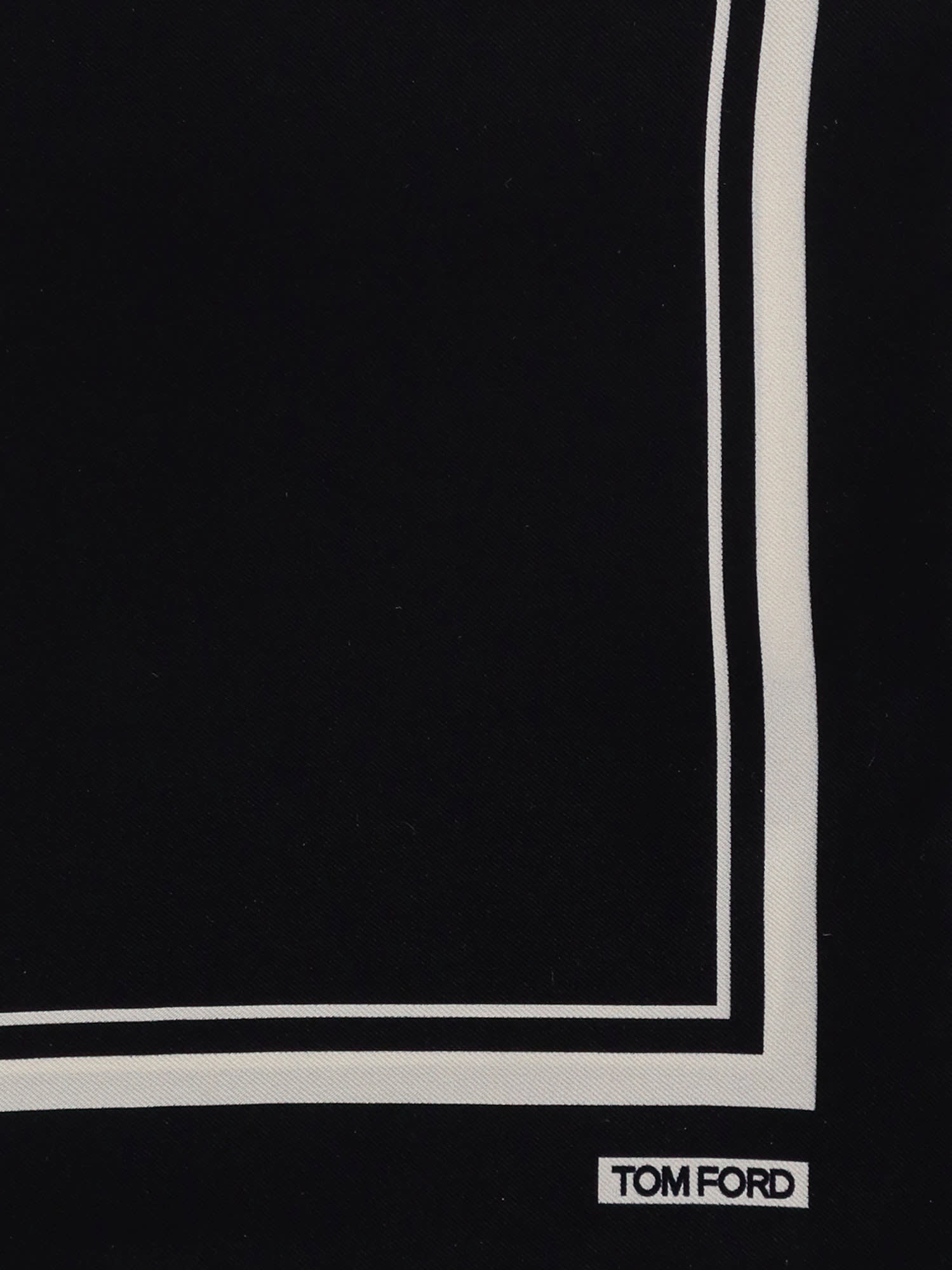 Tom Ford Logo-print Striped Silk Scarf In Black