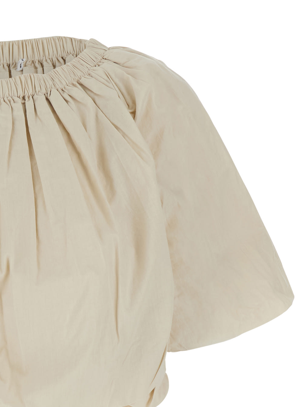 Isabel Marant Bertille White Cropped Top With All-over Gathering In Cotton Woman In Gray