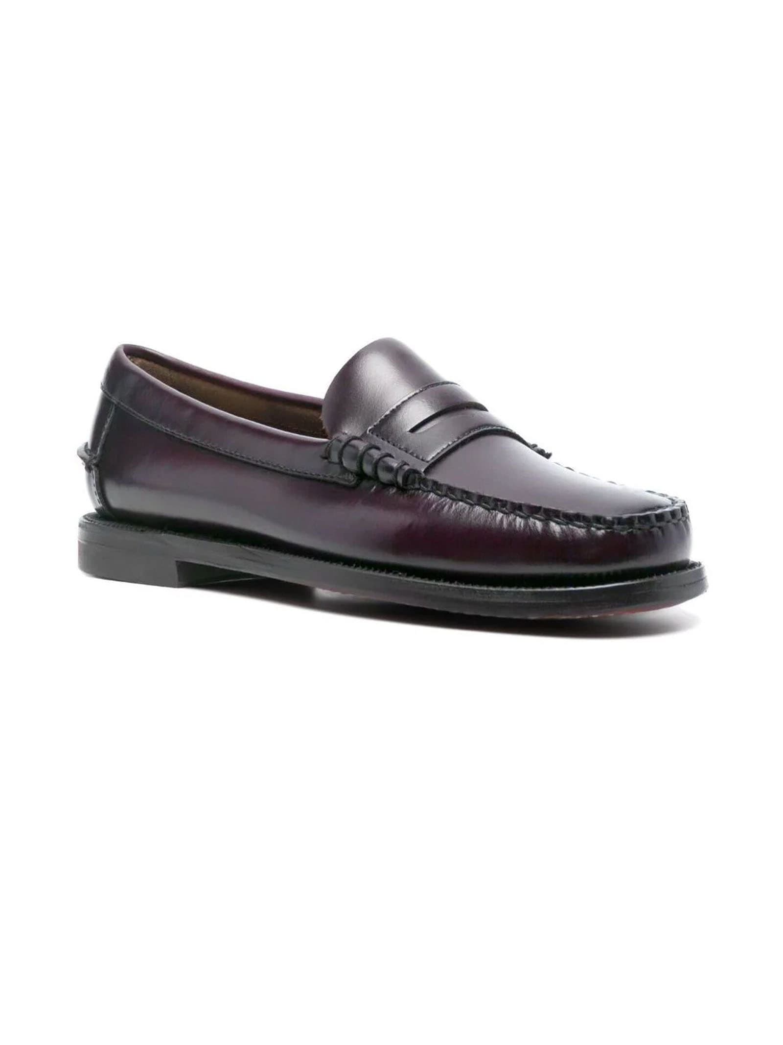 Shop Sebago Classic Dan Leather Loafers In Bordeaux