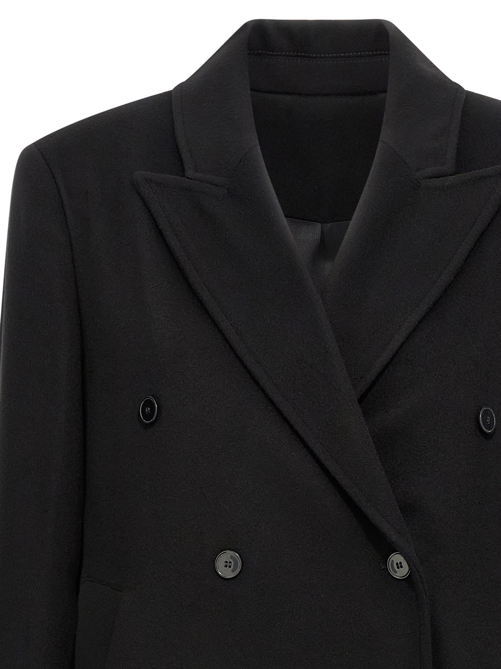Loulou Studio Temo Double Breast Viscose Coat In Black