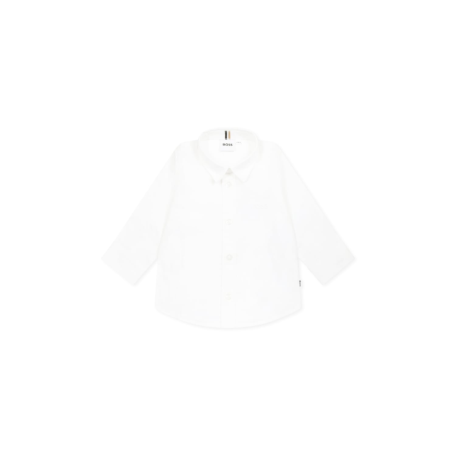 Hugo Boss White Shirt For Baby Boy With Logo In White