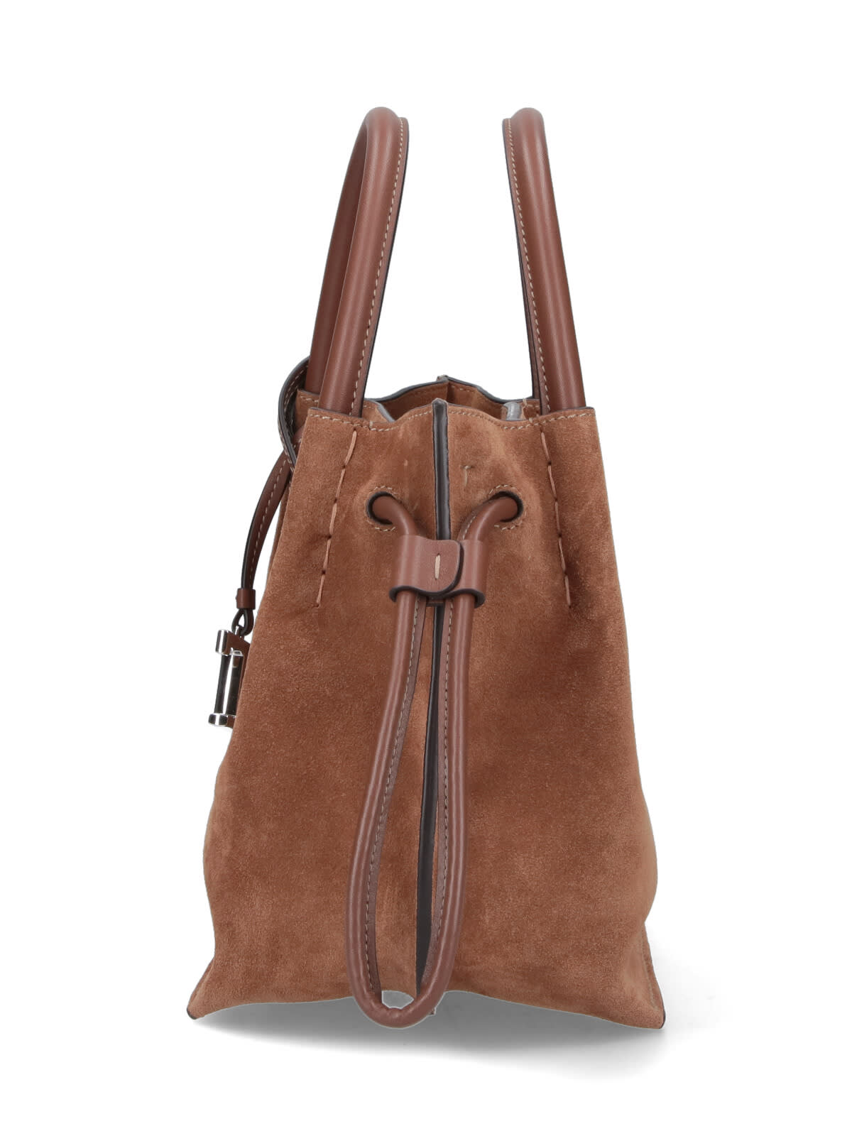 Tod's Suede Shoulder Bag Metal Hardware In Brown