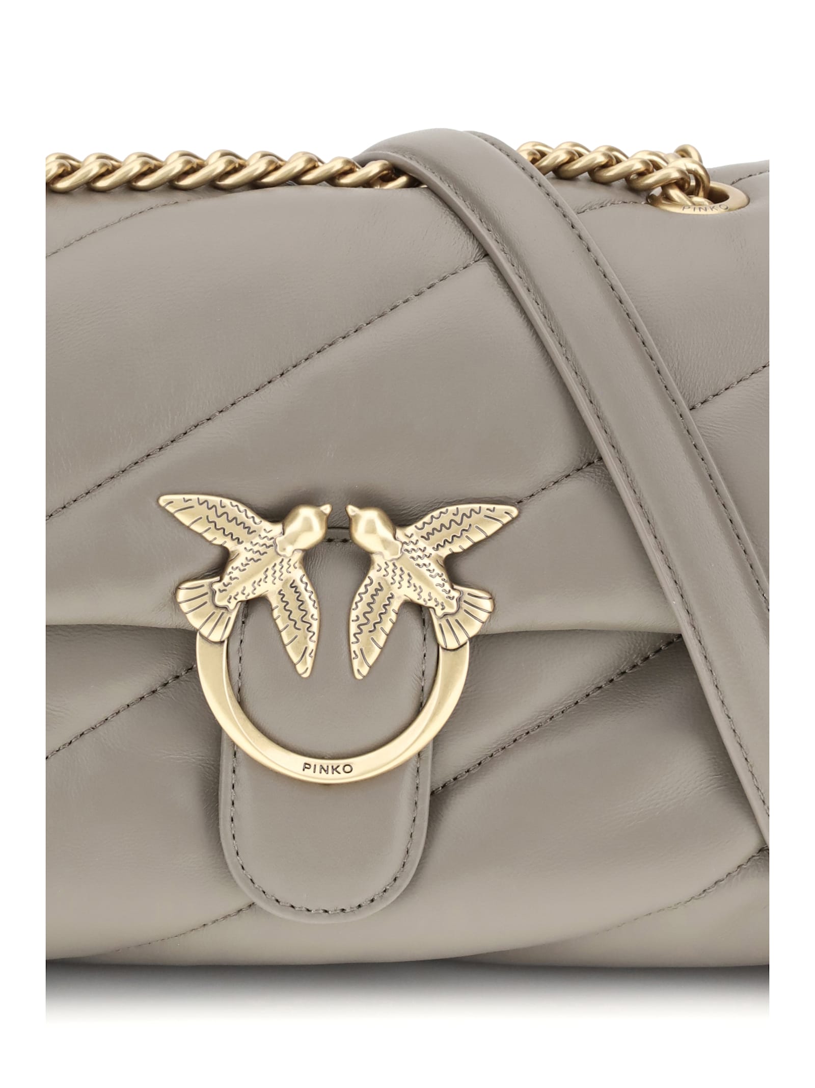 Pinko Love Classic Shoulder Bag In Gray