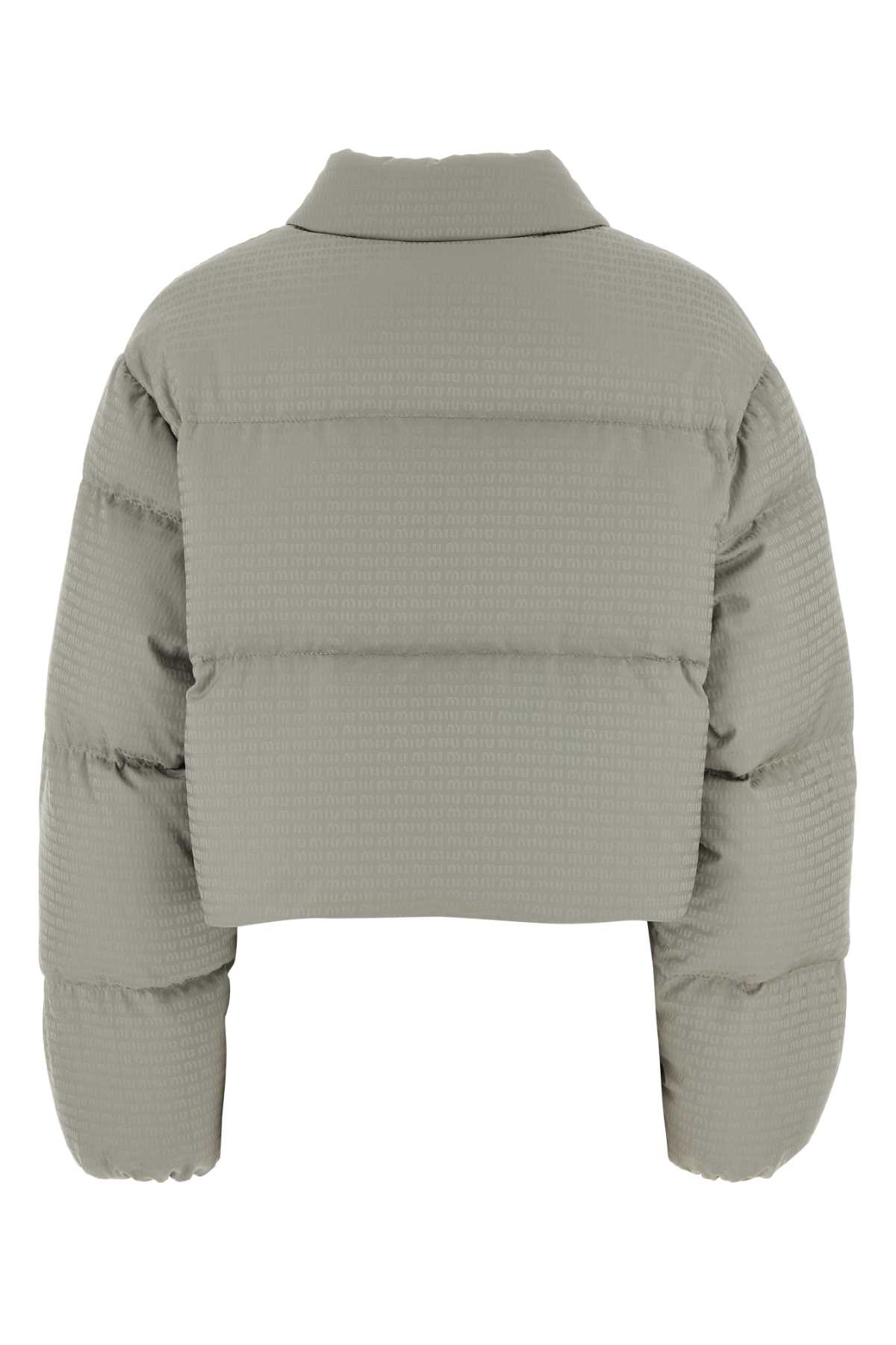 Shop Miu Miu Grey Polyester Down Jacket In Alluminio