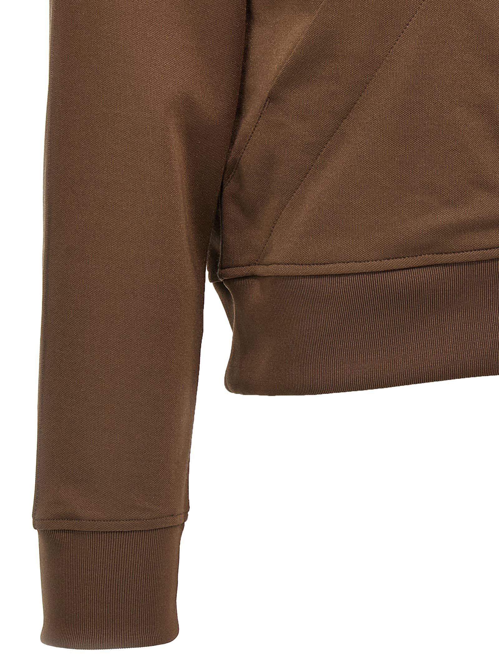 Attico Cropped Brown Sweatshirt With Embossed Logo In Brown