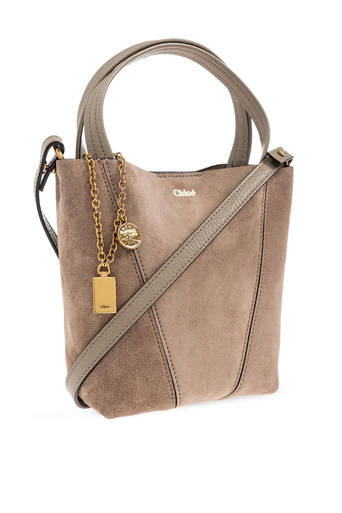 Chloé Small Suede Tote Bag With Gold-tone Hardware In Gray