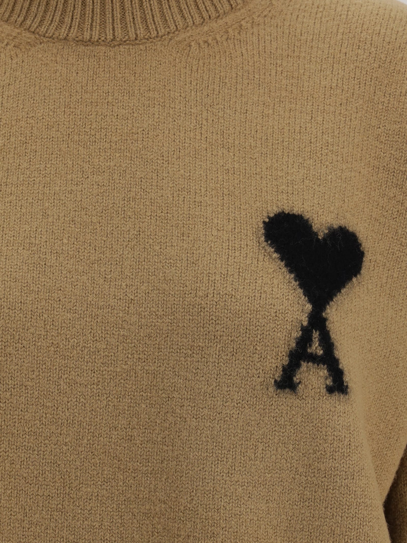Ami Alexandre Mattiussi Ami Paris Women Ami De Coeur Turtleneck Sweater In Brown