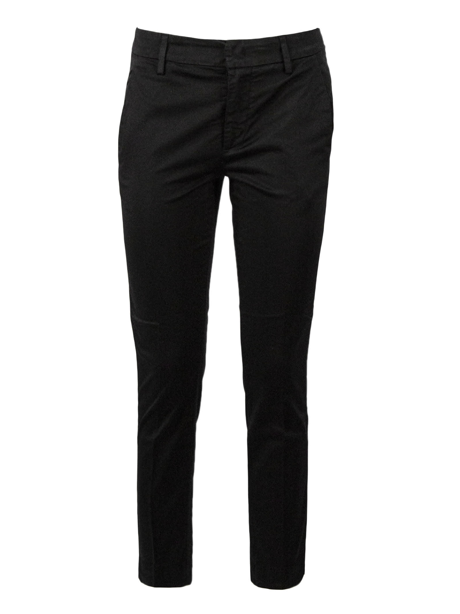 Dondup Black Cotton Linen Blend Trousers