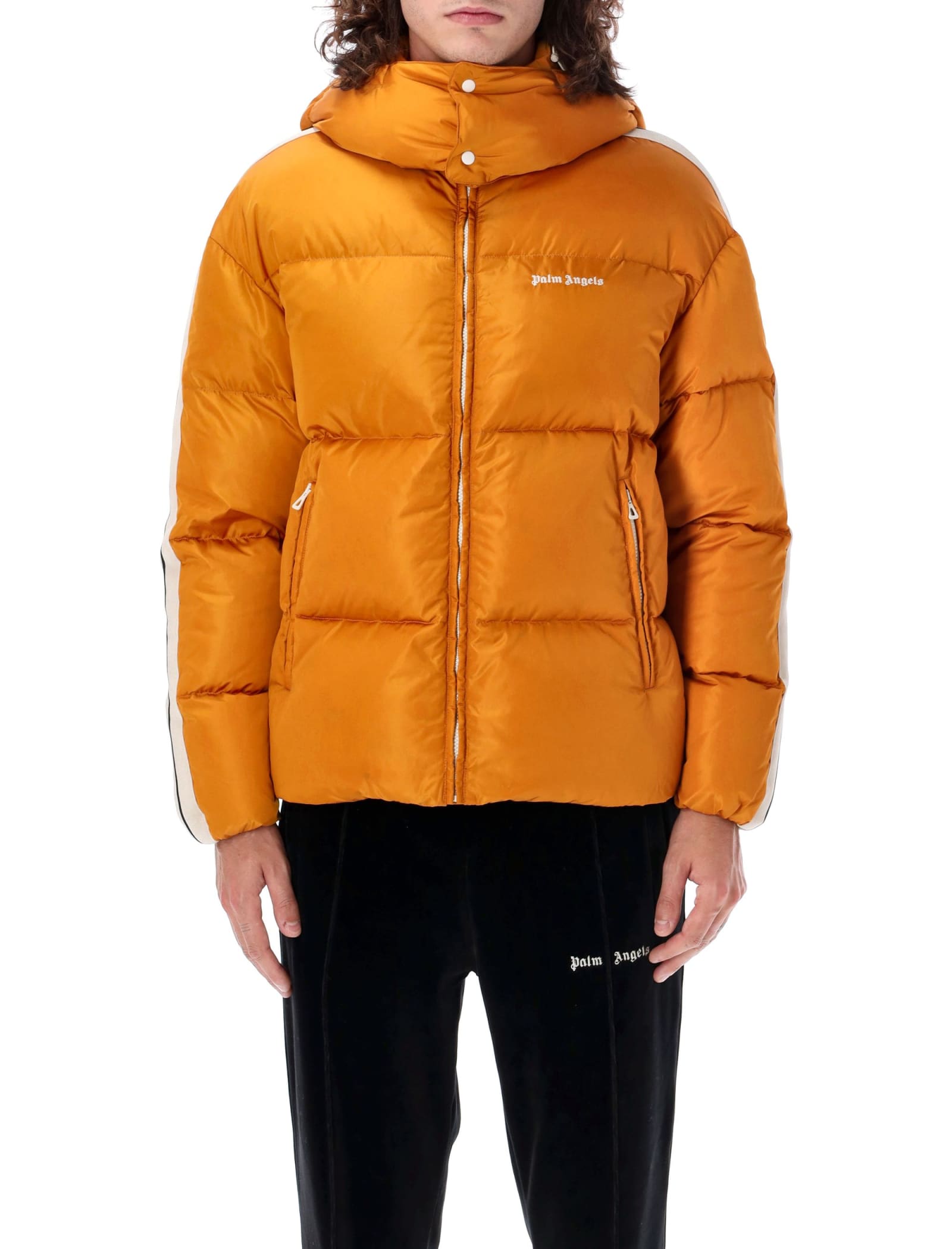 PALM ANGELS HOODED TRACK DOWN JACKET