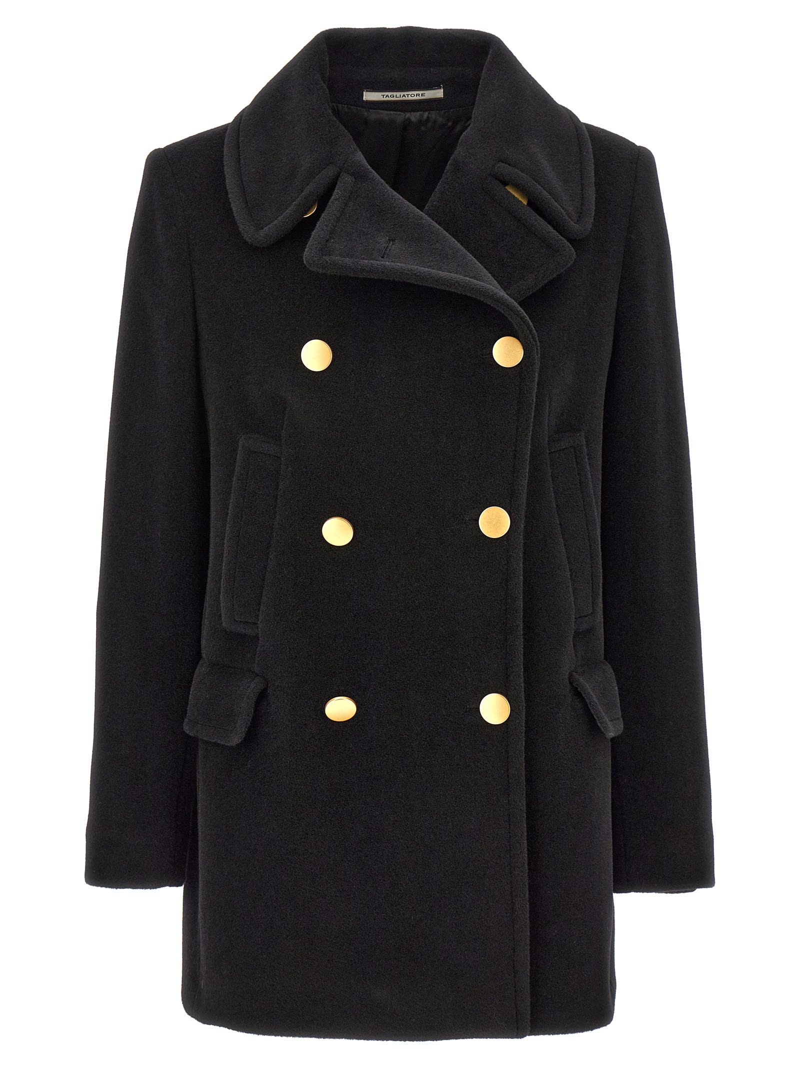 Shop Tagliatore Double-breasted Coat In Black