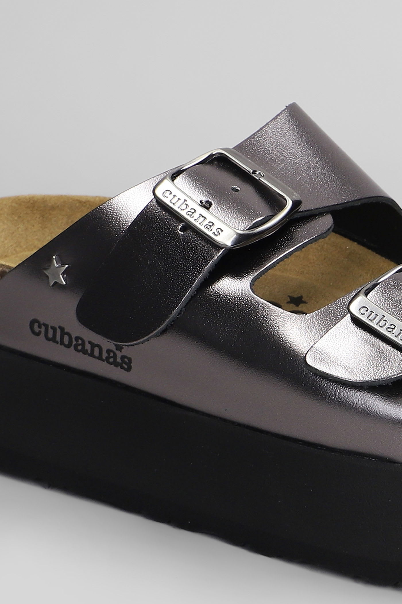 Cubanas Amalia Flats In Gunmetal Leather