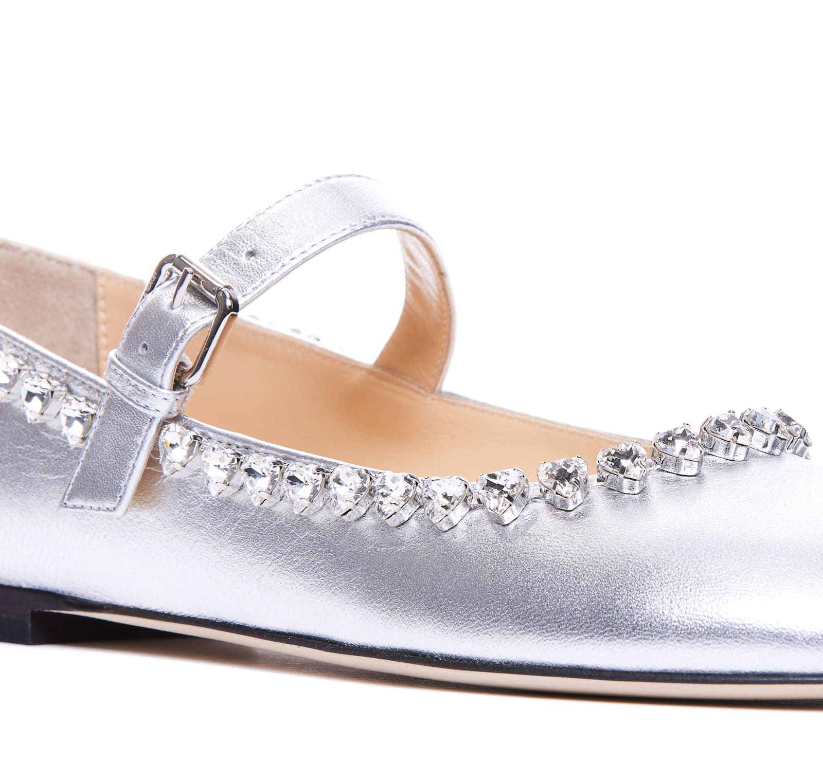 Shop Mach &amp; Mach Audrey Ballets In Silver