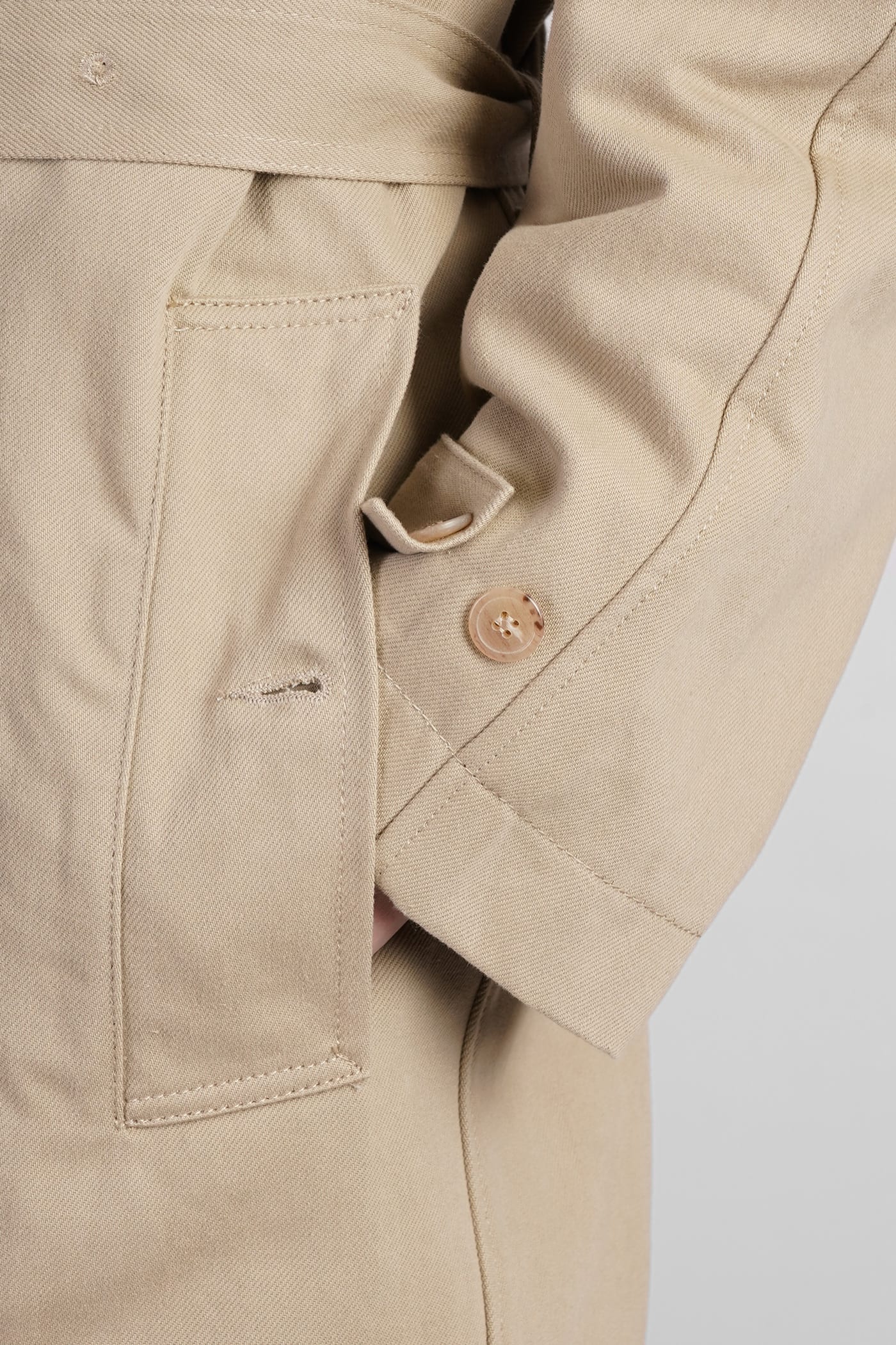 Shop Haikure Thatcher Bull Ley Trench In Beige Cotton